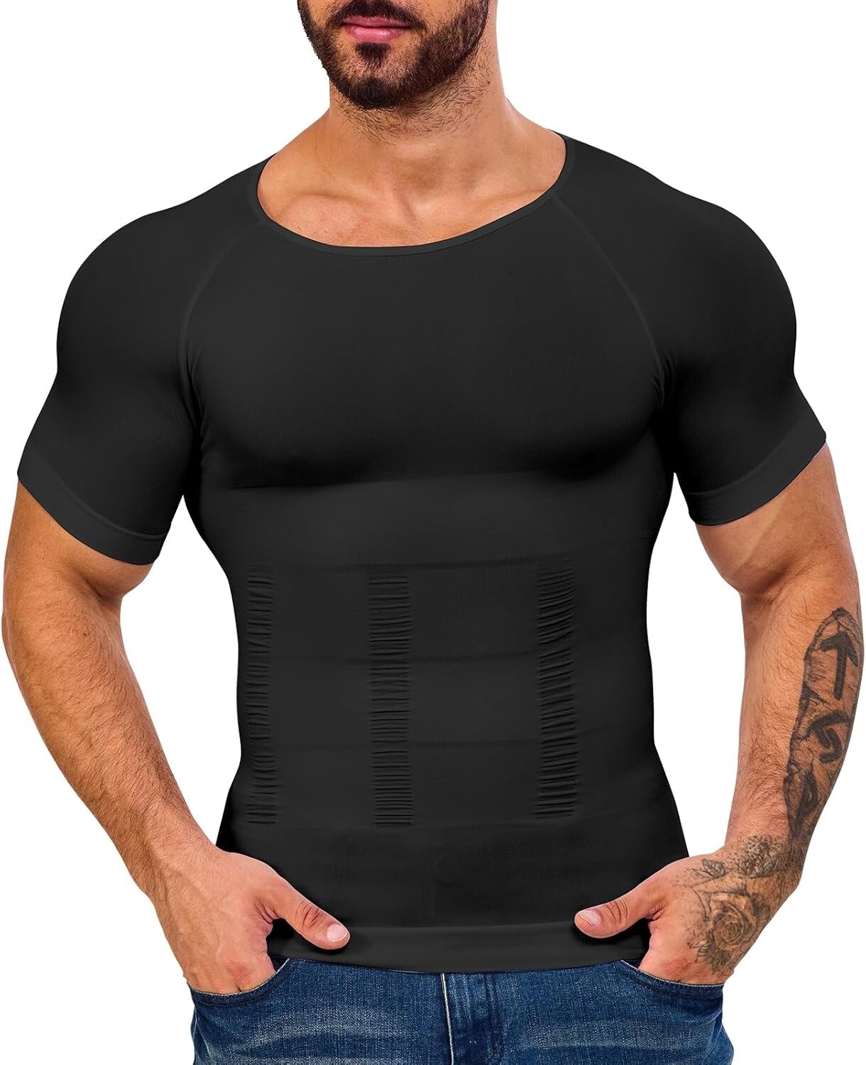 Mens Compression Shirt Body Shaper Slimming Gynecomastia Tummy Control Shapewear