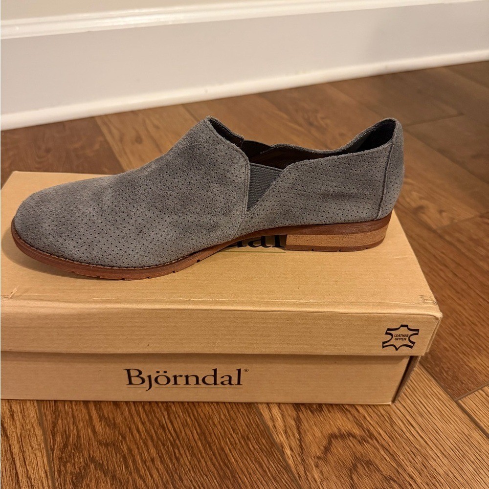 Bjorndal Charcoal grey Perforated Suede leather upper Slip-On Loafer