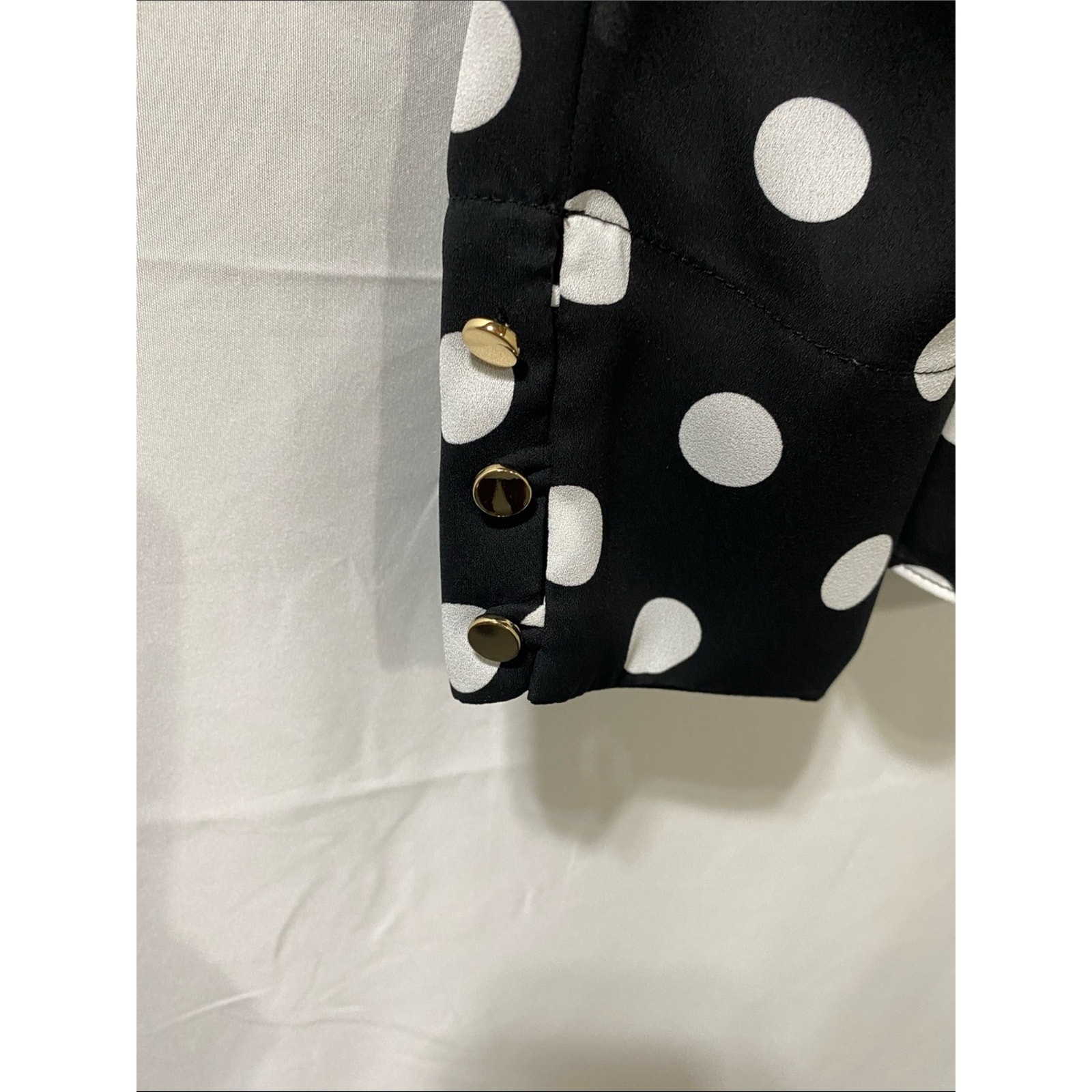 Alfani Black and White Polka Dot Puff-Sleeve Blouse