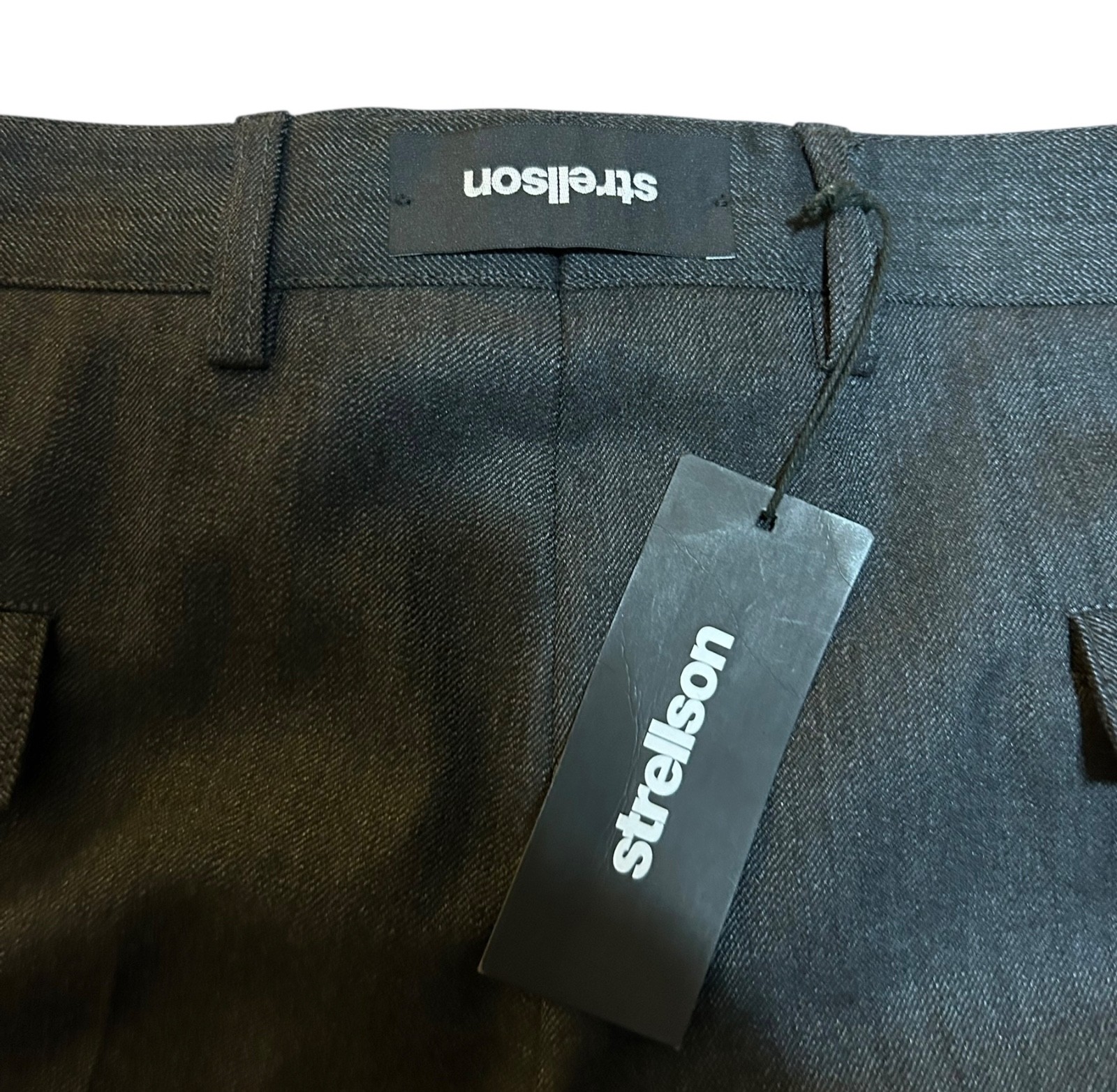 NEW Strellson Premium Jamb Pants Pleated Size 52 (US 36×34) Raw Hem Charcoal