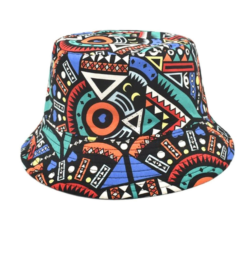 Reversible Bucket Hat Skull Print Fisherman Hat Wide Brim Unisex Cap