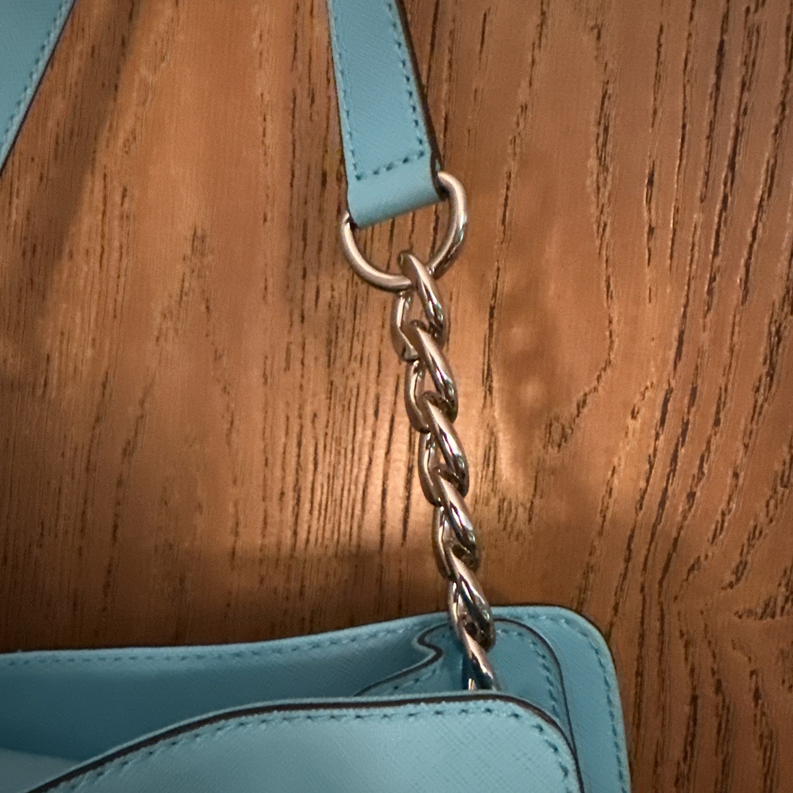 New Michael Kors Hamilton Satchel Leather Chain-Strap Satchel Aquamarine