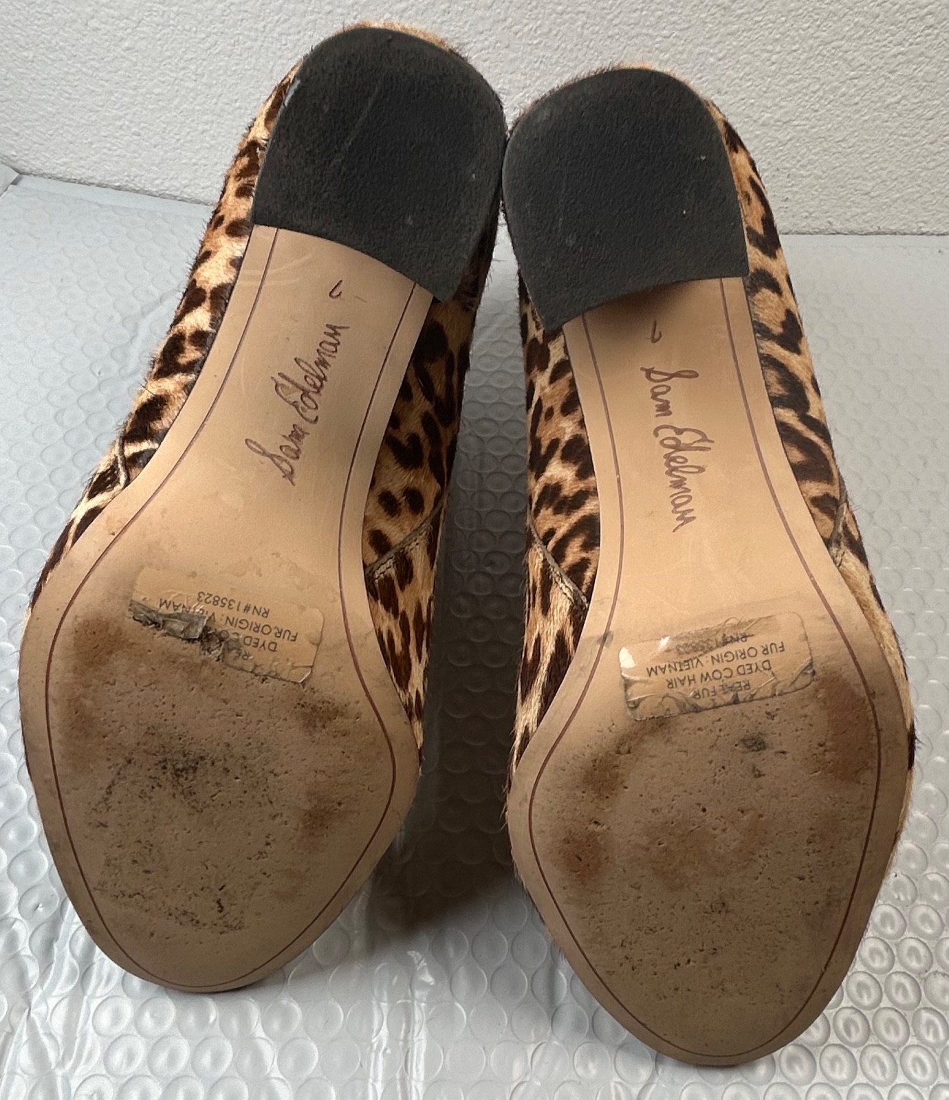 Sam Edelman Case Leopard Calf Hair Ankle Boots Chelsea Block Heel Women’s Size