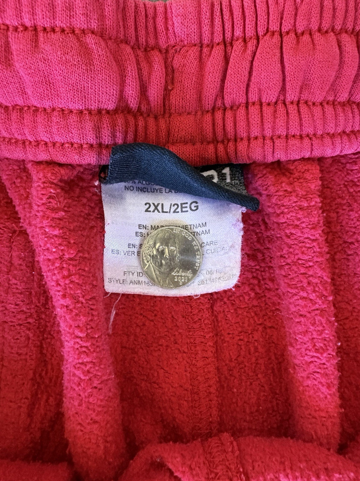 AND1 Men’s Pink Fleece Sweatpants Polyester Drawstring Elastic Waist 2XL