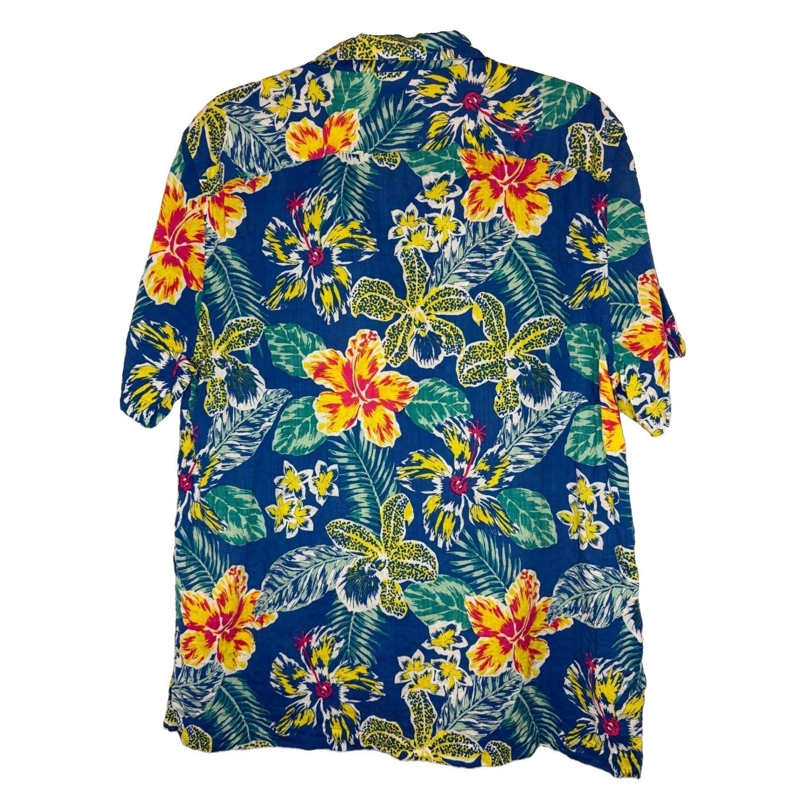 Original Penguin Mens Floral Tropical Button Down Shirt Blue Large Short Sleeve