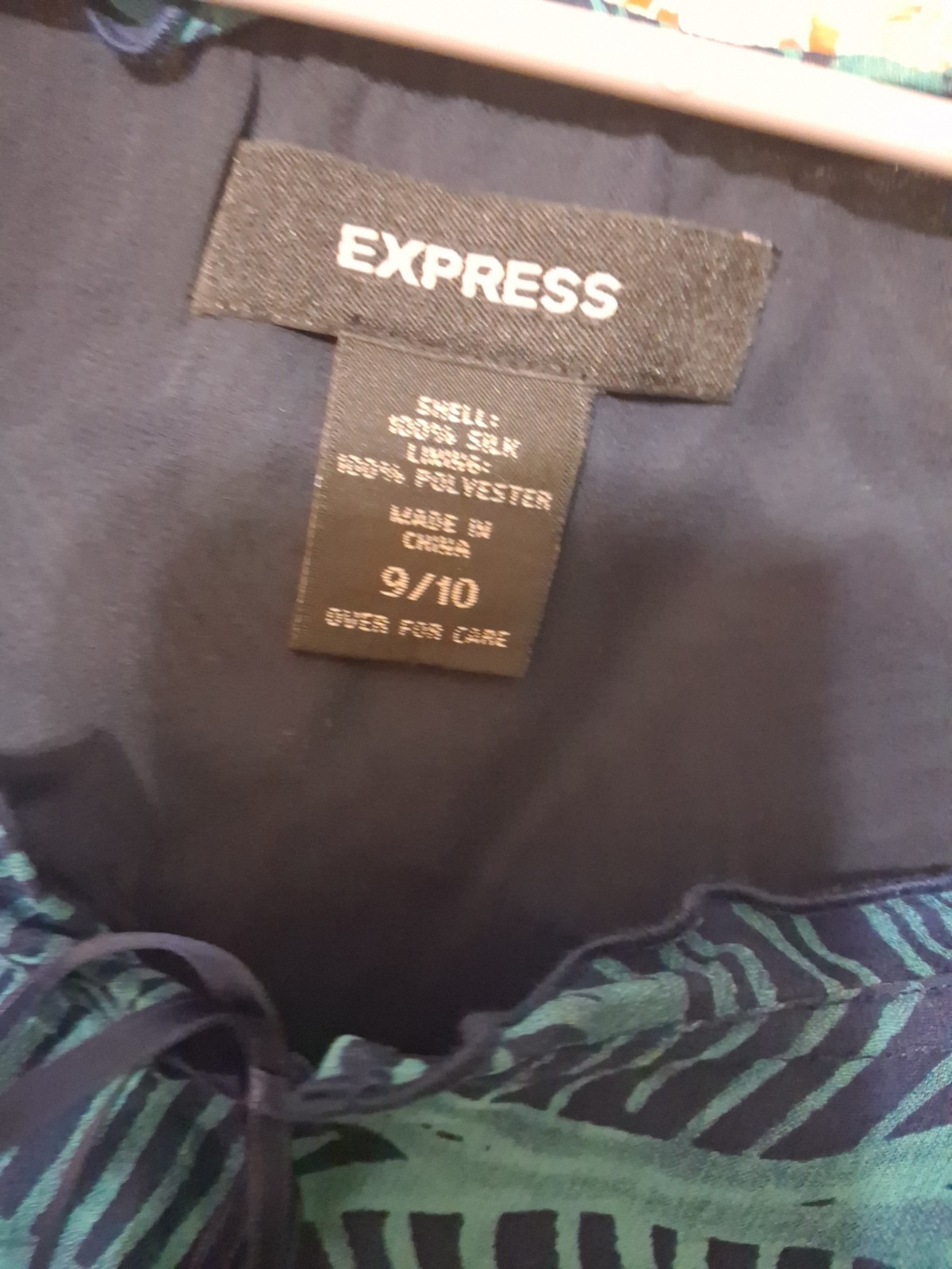 Y2k Express Top Size 9/10 Blue A D Green Leaf Prknt.
