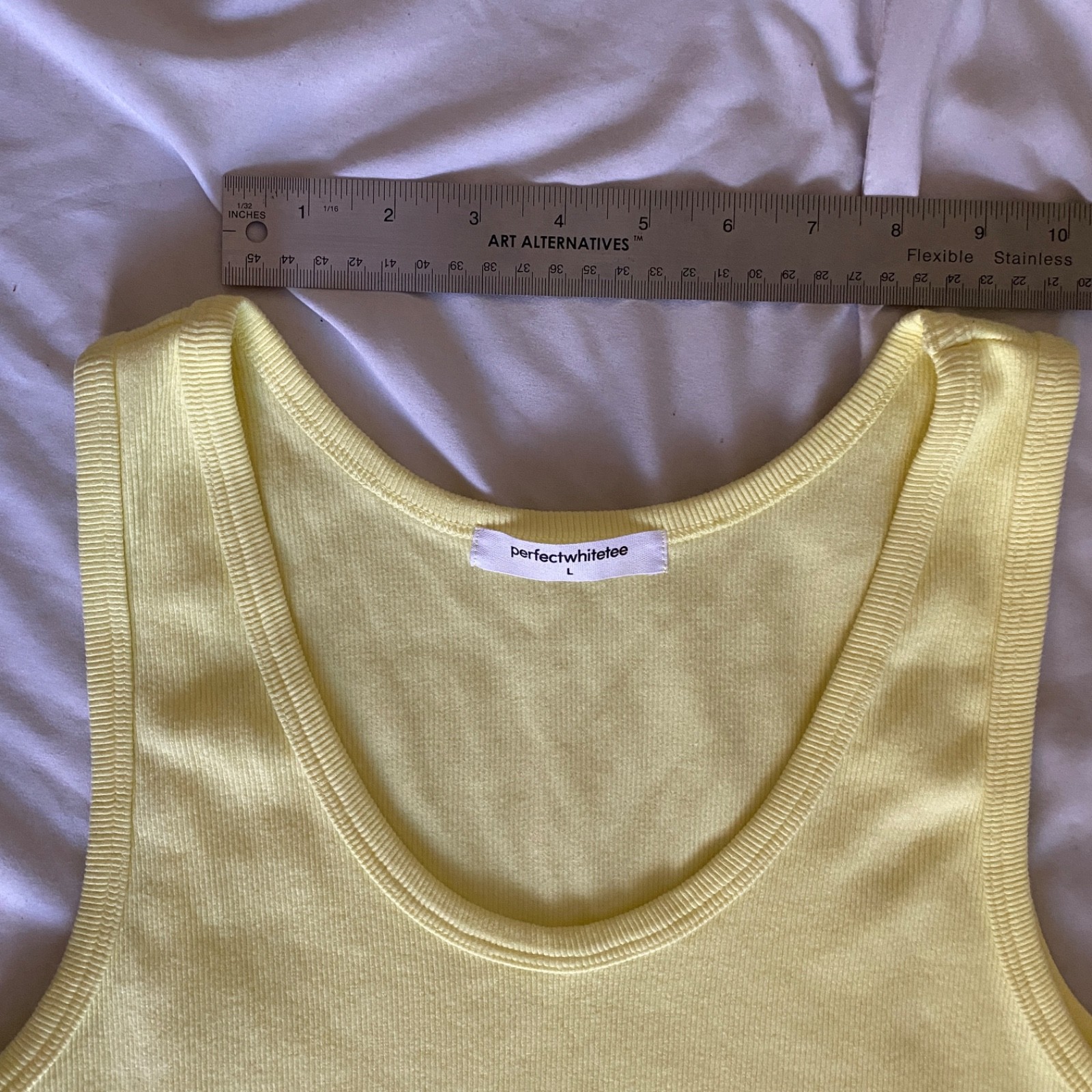 PerfectWhiteTee Sleeveless tank Women’s Size L Yellow The Blondie Scoop Neckline
