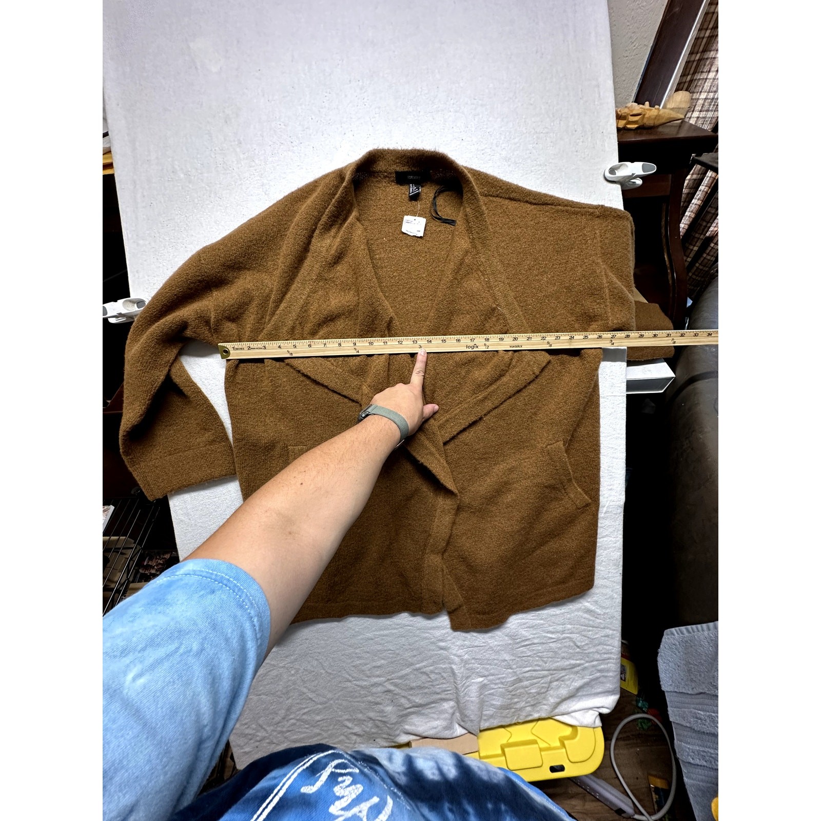 Forever 21 Brown Oversized Open Front Cardigan Sweater Coatigan Women’s Size L