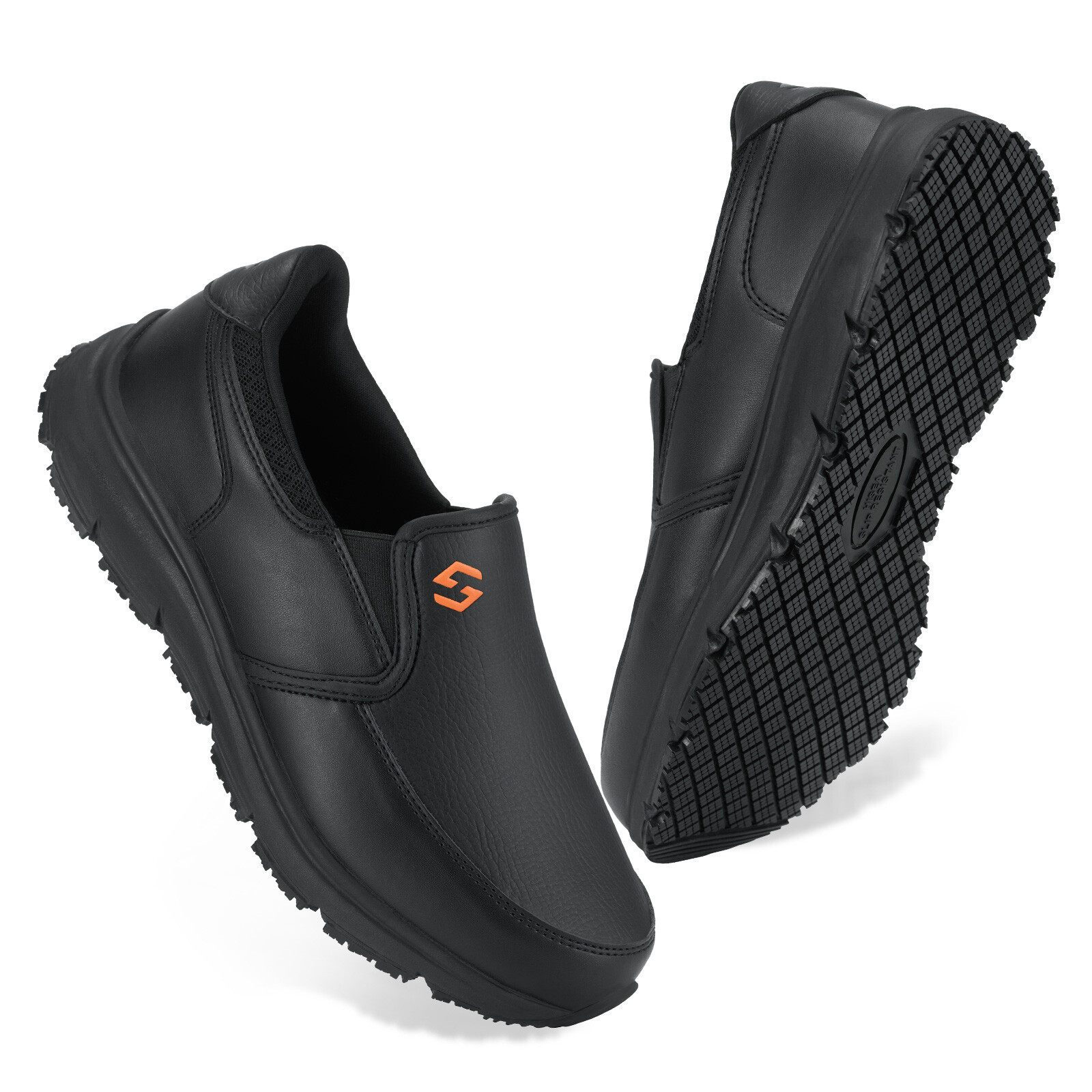 HISEA Men Slip-On Non-Slip Shoes Water & Oil Resistant Chef Restaurant Work Shoe
