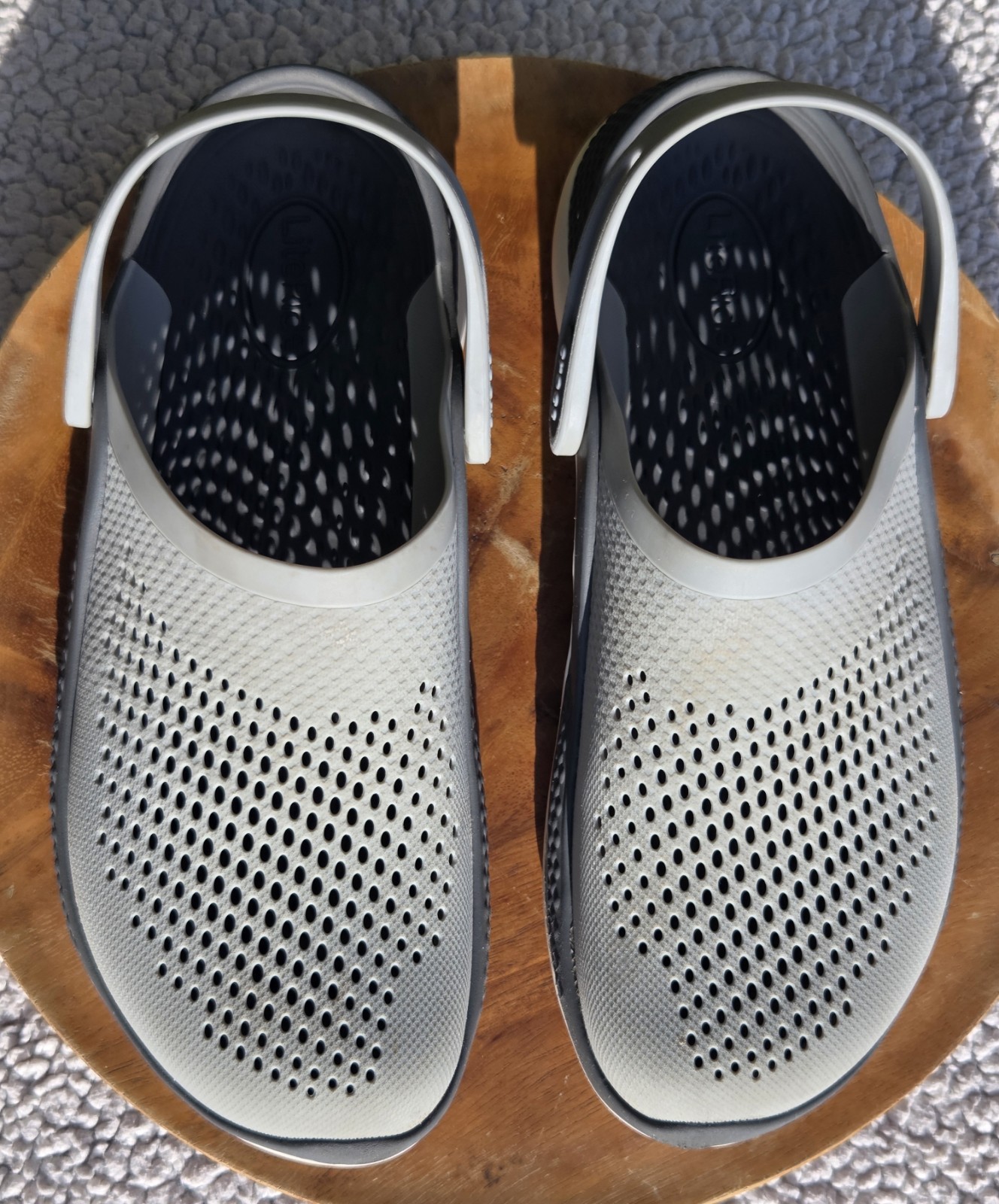 Crocs Classic Literide 360 Clogs Unisex M10 W12 Gray White Slip On Beach Shoes