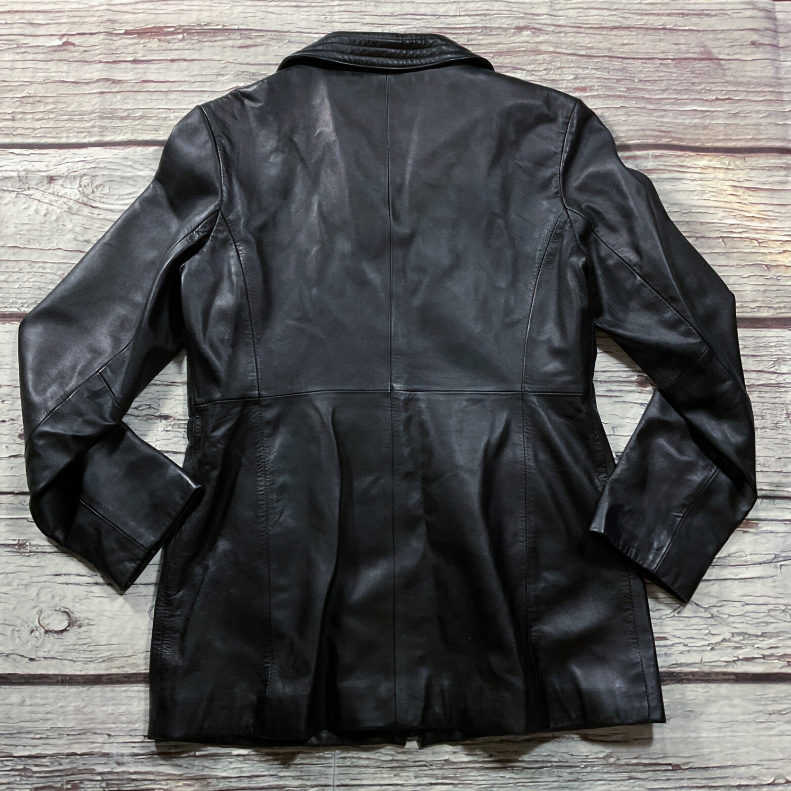 Kenneth Cole Reaction Womens Jacket size M Medium Black Leather Zip Front Lined