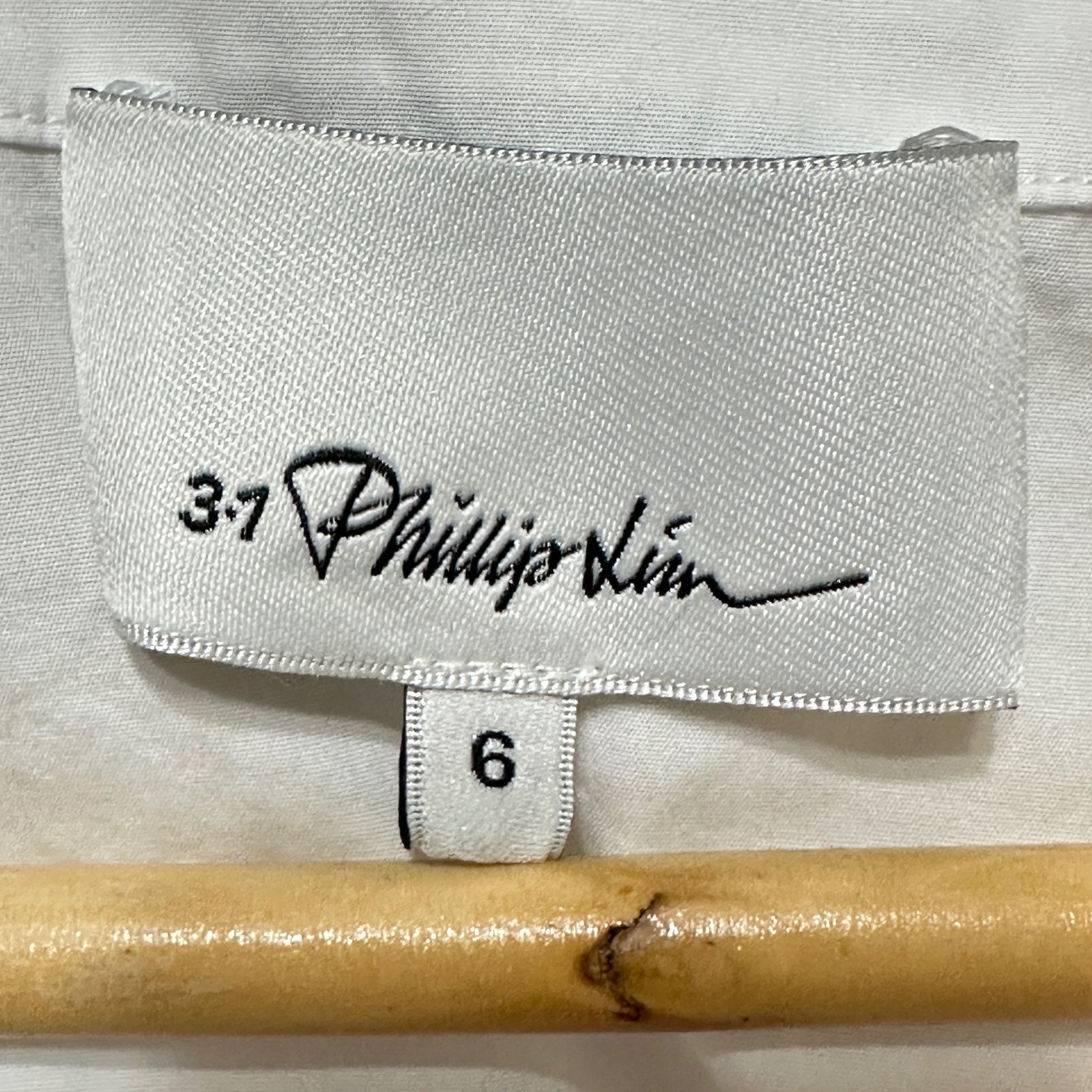 3.1 Phillip Lim Pearl Double Cuff Blouse Womens 6 White Cotton Poplin Luxury