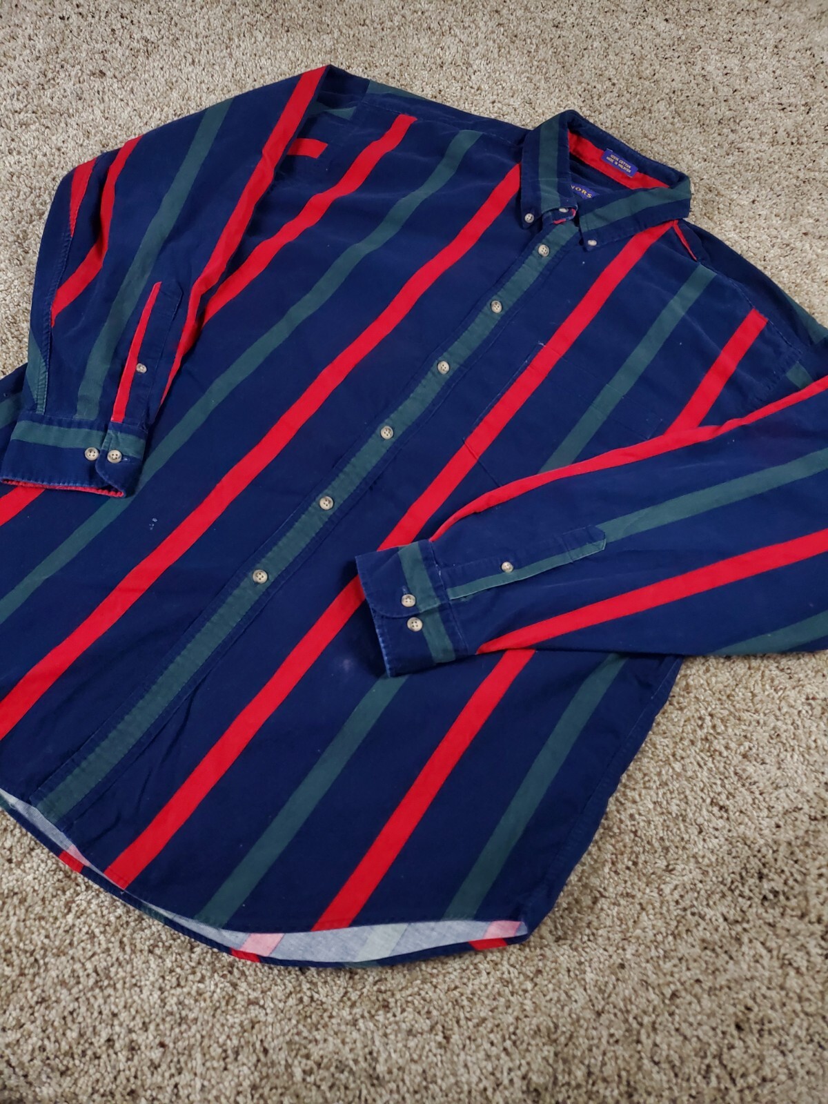 Vintage 90s Norsport Corduroy Shirt Medium Mens Striped Multicolor Button Down