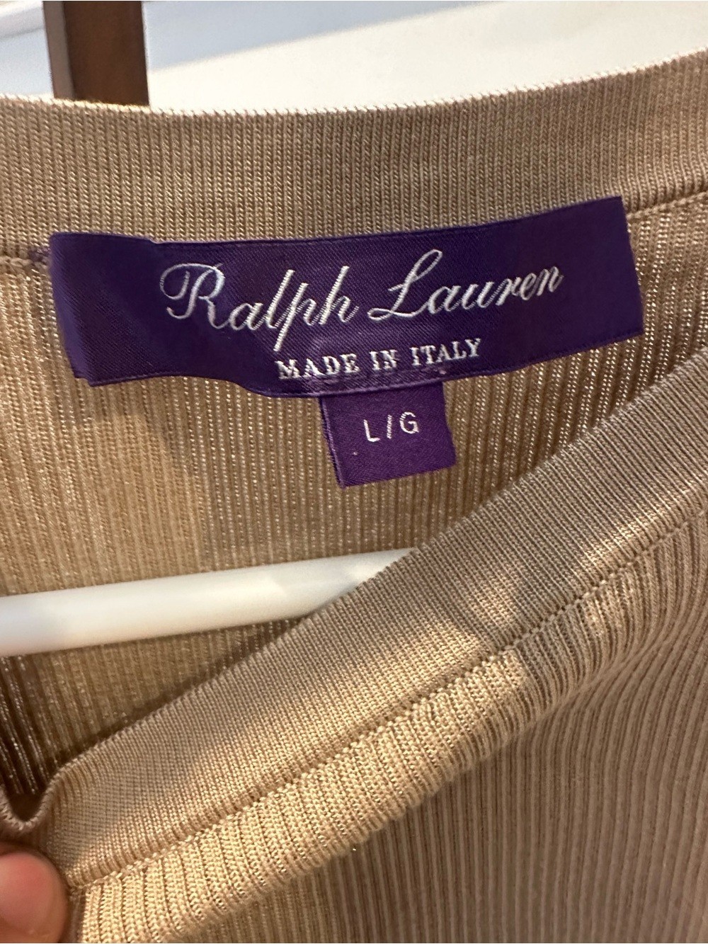 Ralph Lauren Purple Label 100% Silk Rib Knit Short Sleeve Sweater Made in Italy