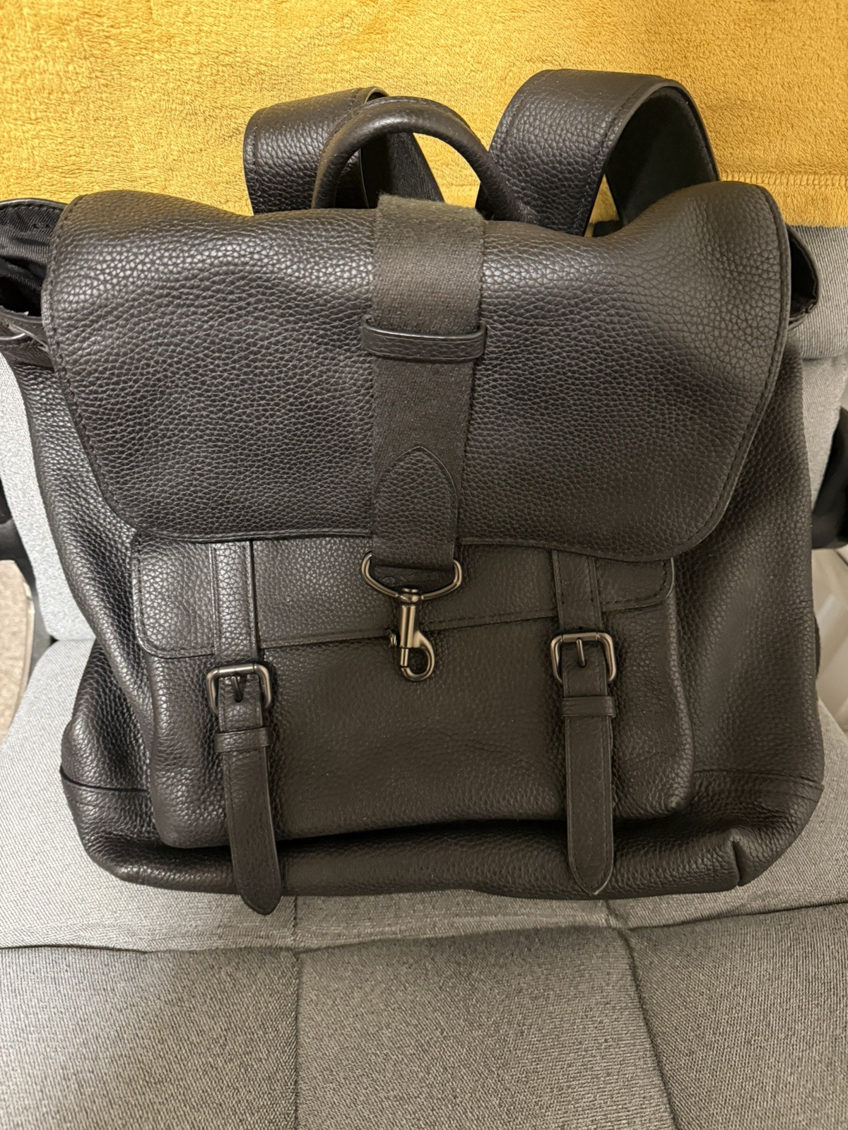 Coach Black Pebble Leather Carriage Backpack Bleeker