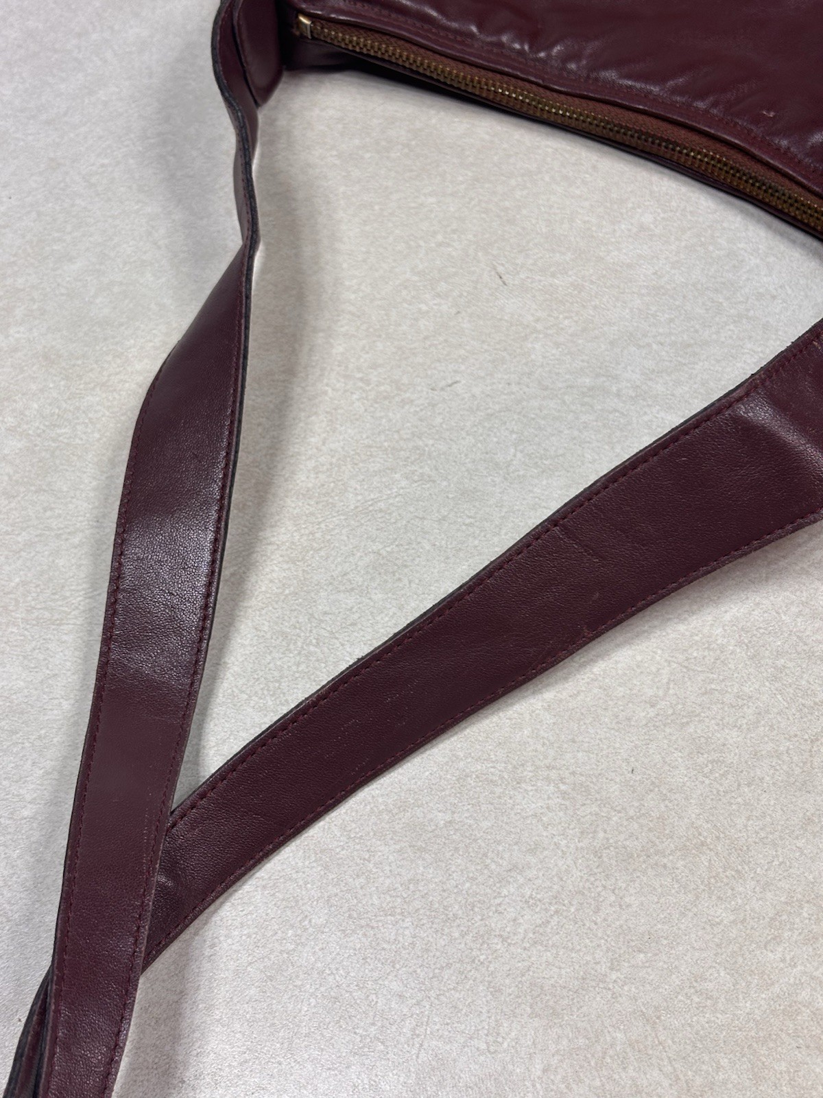 1980s Etienne Aigner Oxblood Leather Knotted Hobo Bag Curved Scoop Purse