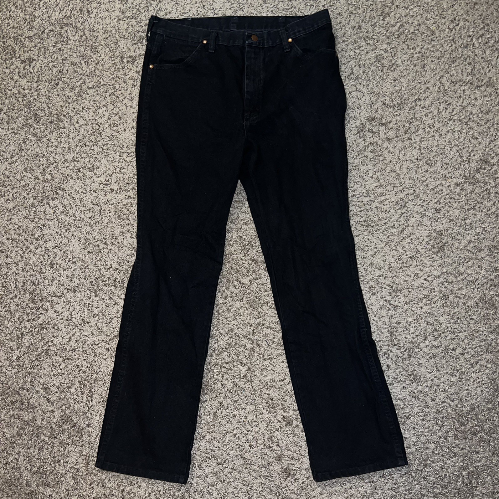 Wrangler Mens Cowboy Cut Slim Fit Black Denim Jeans Size 36X32 936WBK Classic