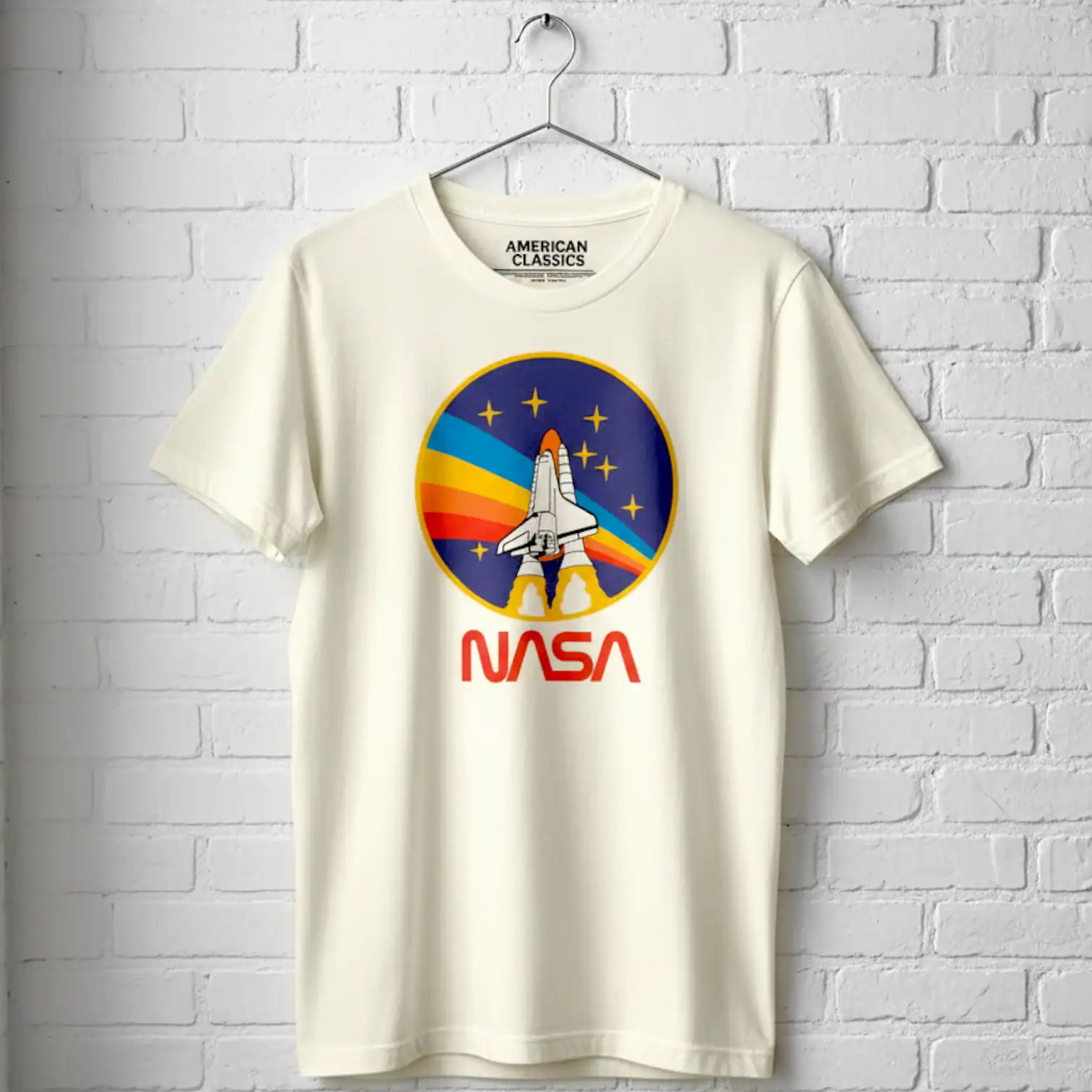 NASA Rocket Rainbow Men’s T Shirt