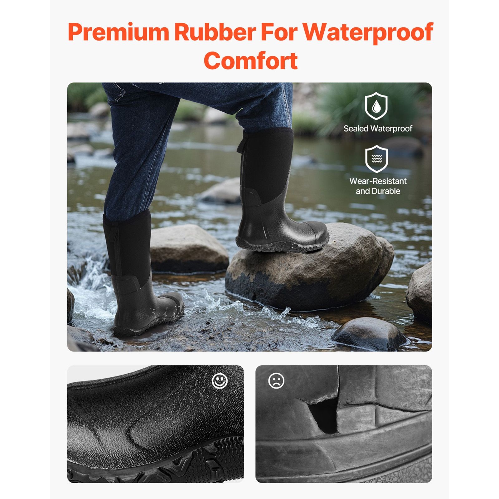 Waterproof Steel-Toe Rubber Boots, Cold-Weather Rated, All-Terrain Tread