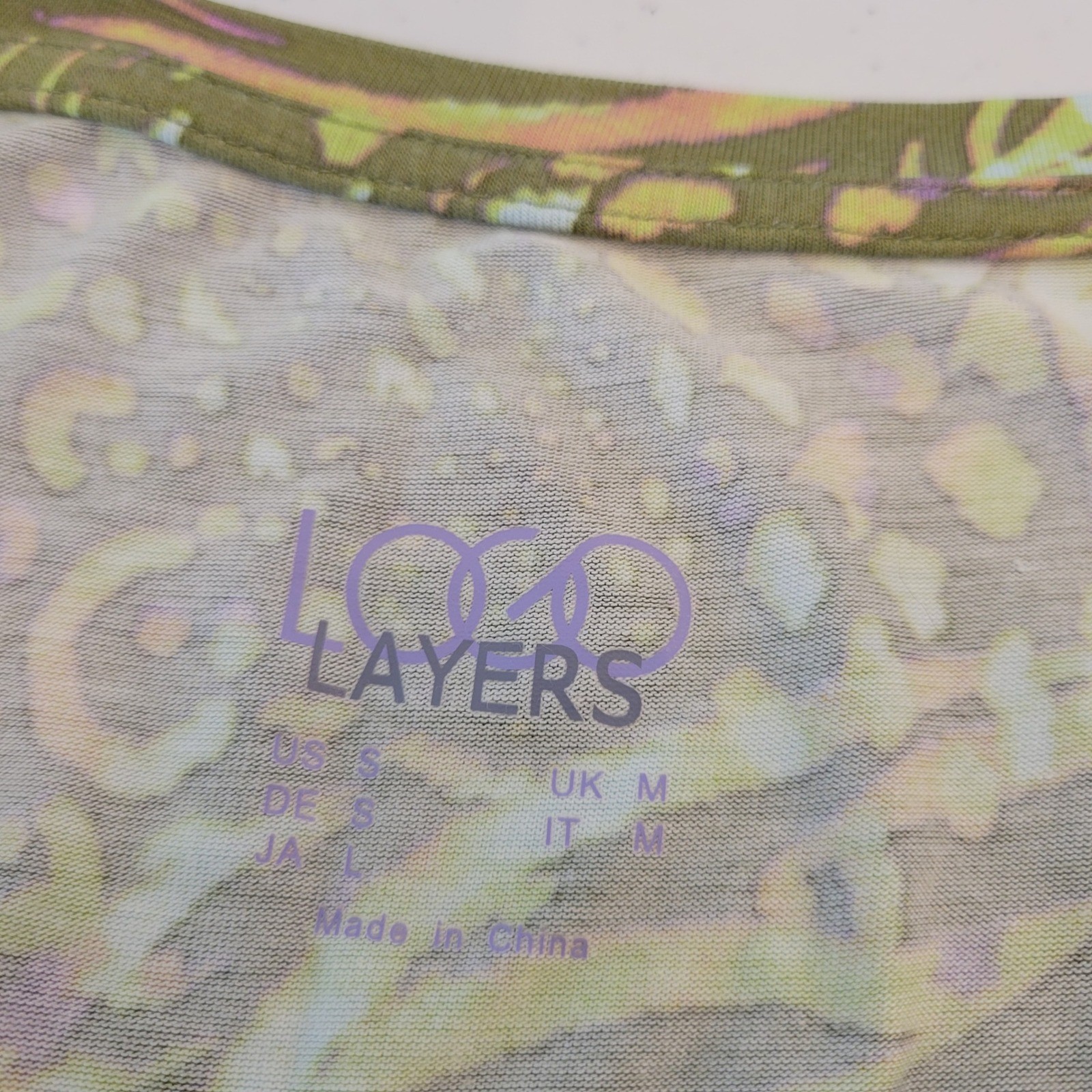 LOGO Layers Lori Goldstein Tank Top Sz Small Olive Green Animal Print Sleeveless