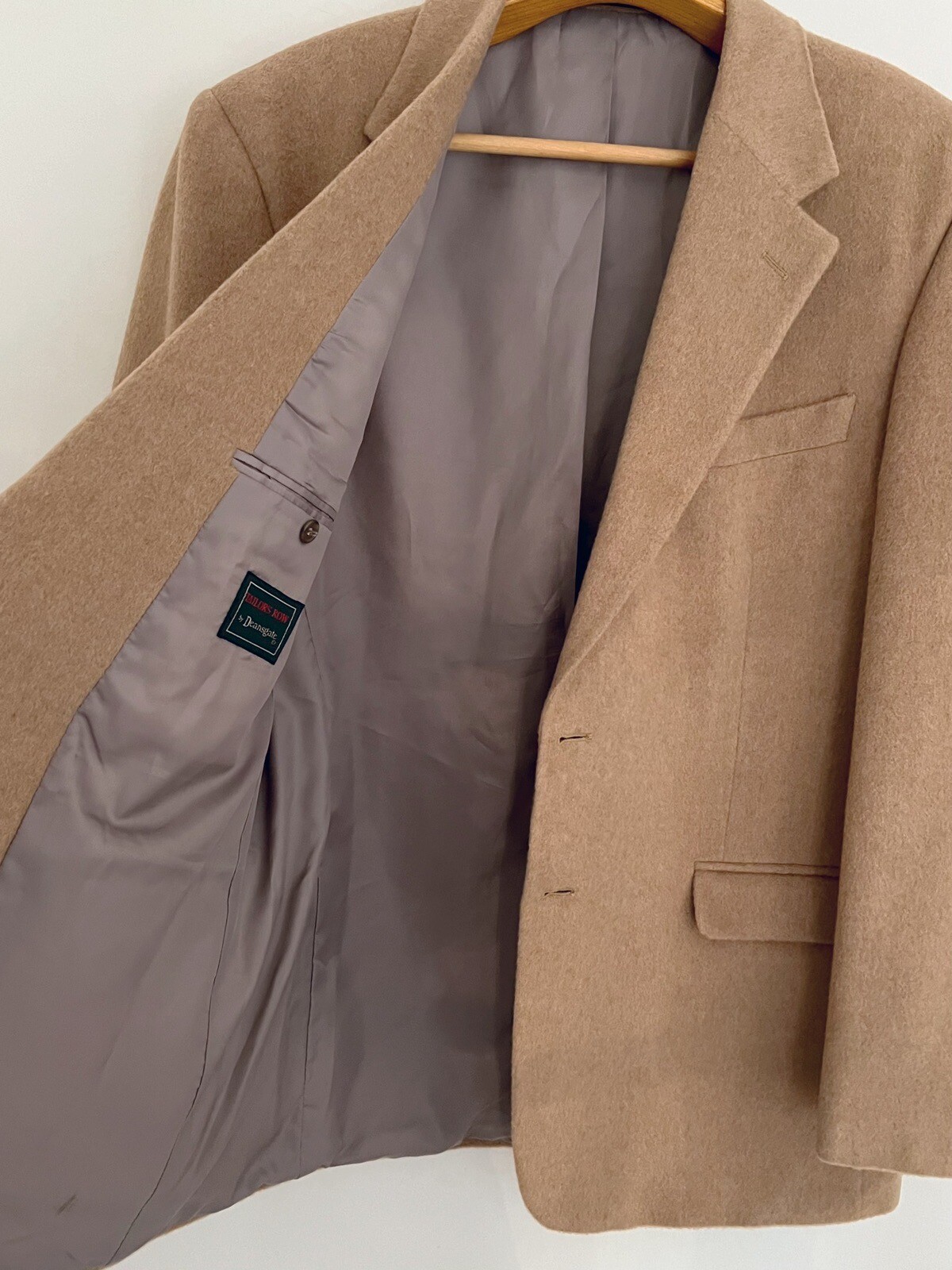 Vtg TAILORS ROW Deansgate 100% Camel Hair Sport Coat Blazer Jacket Men 44L Tan