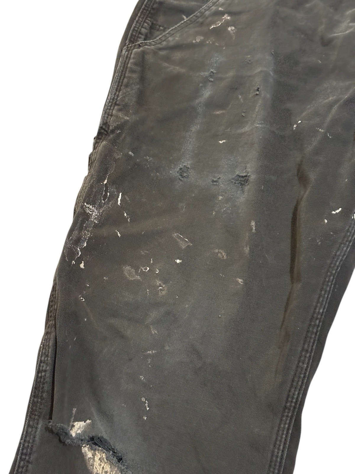 Carhartt Men’s 34×30 B324 Double Front Work Pants Black Grunge Thrashed Holes