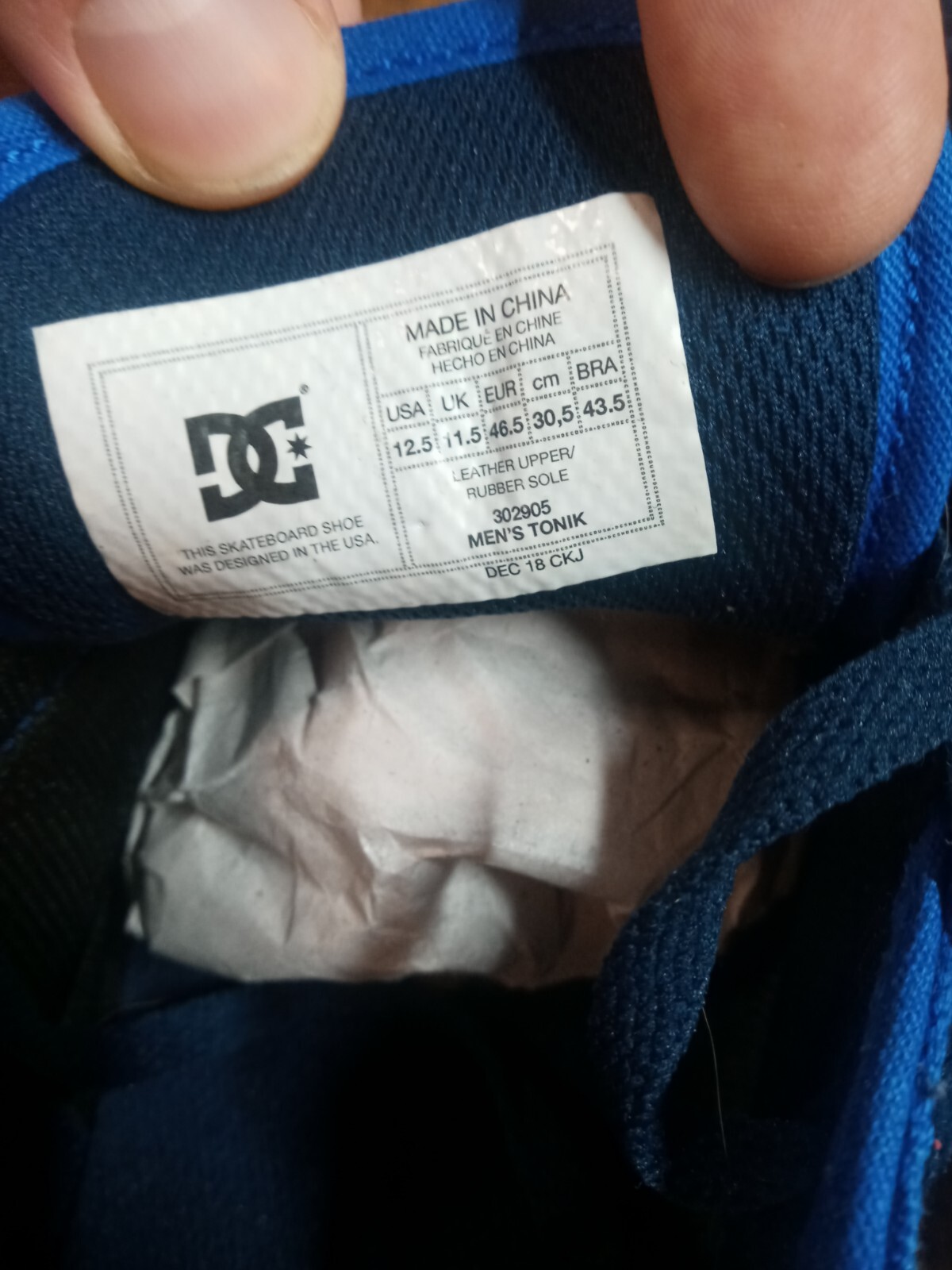 DC Skateboard Shoes – Tonik Royal Blue, Leather & Cloth Top, Mens Size 12.5