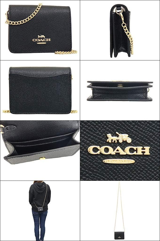 Coach FC0059 C0059 Black Crossgrain Leather Chain Mini Wallet Shoulder Bag