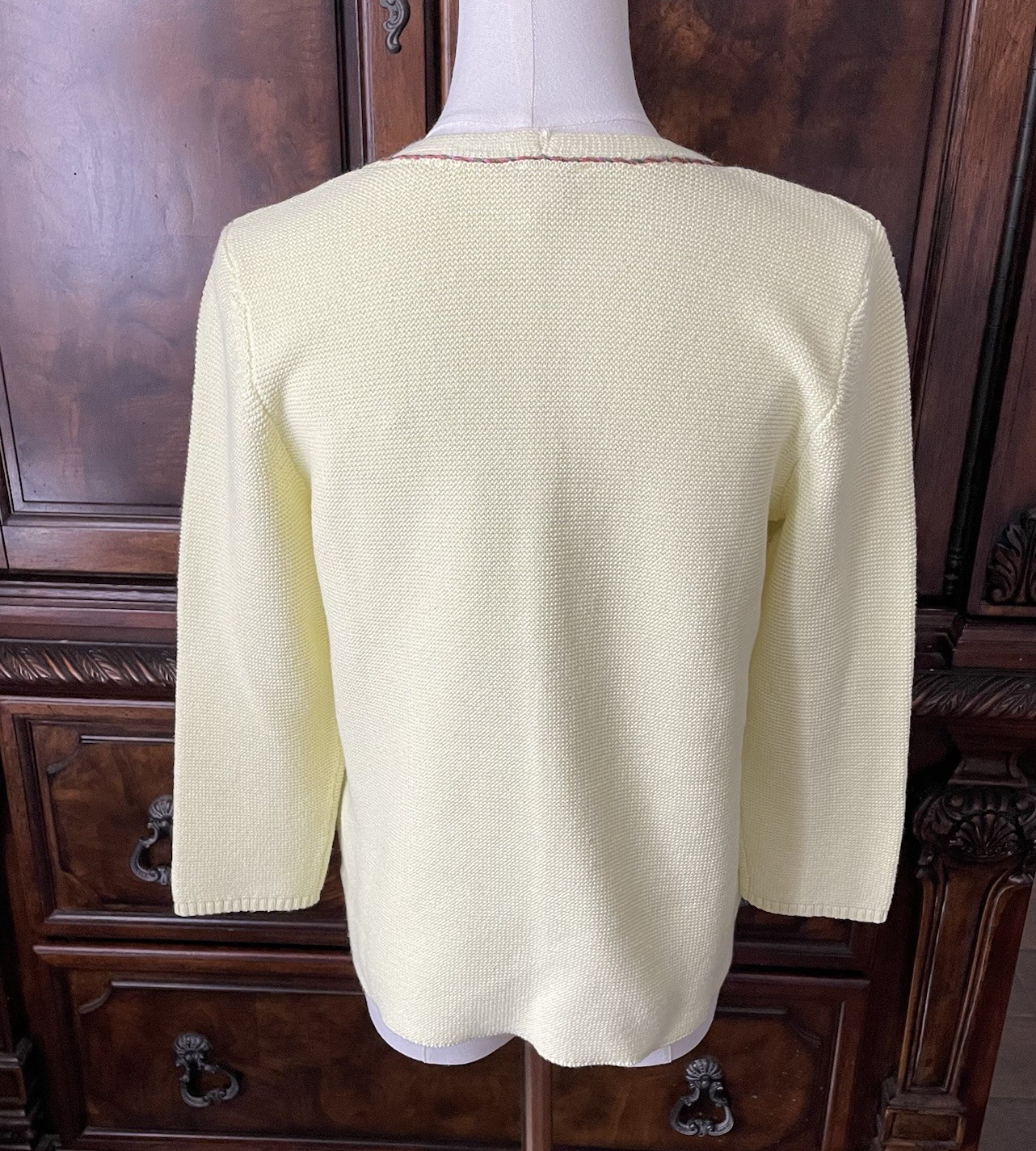 J.Jill Lemon Yellow Knit Sweater Petite Small 3/4 Sleeve Coastal Quiet Luxury