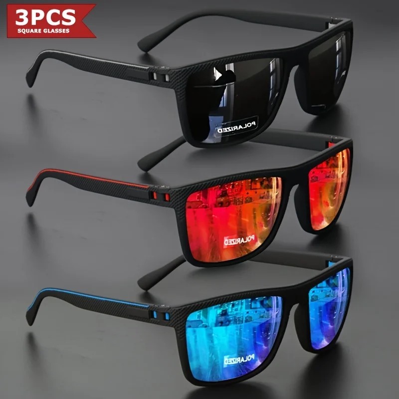 Polarized Square Sunglasses UV400 Spring Hinge Driving Fishing Outdoor Eyewear N