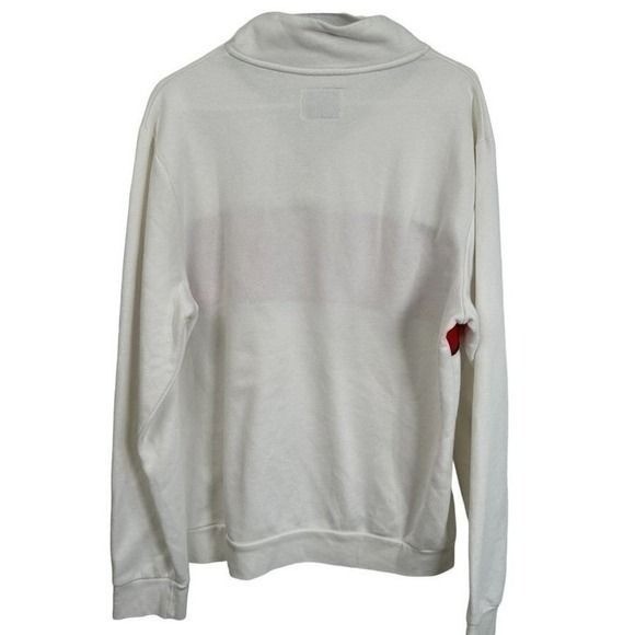 Old Navy Mens Quarter Zip Sweatshirt White Red Logo Fleece Pullover Large