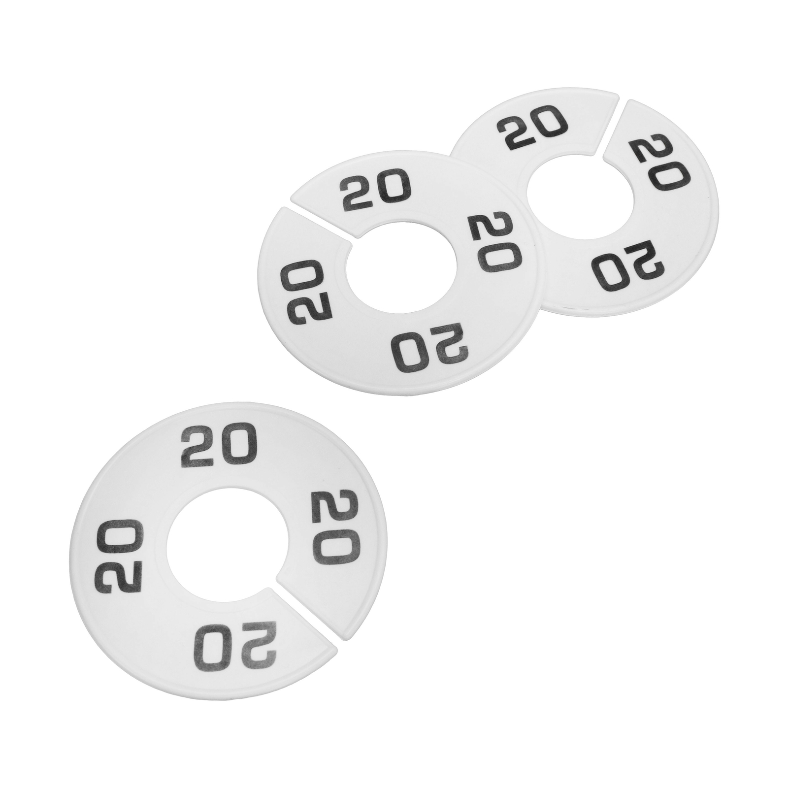 10 PCS WHITE 3-1/2″ Round Plastic SIZE 20 Dividers Hangers Retail Clothing Rack