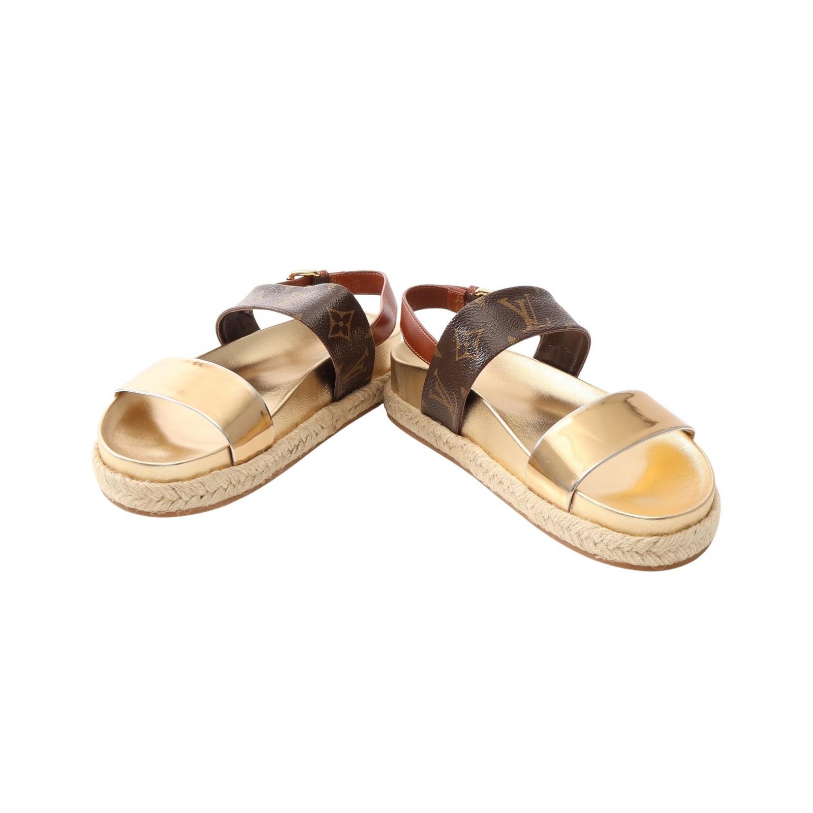 LOUIS VUITTON Odyssey Line Monogram Espadrilles Sandals canvas leather #35 1/2