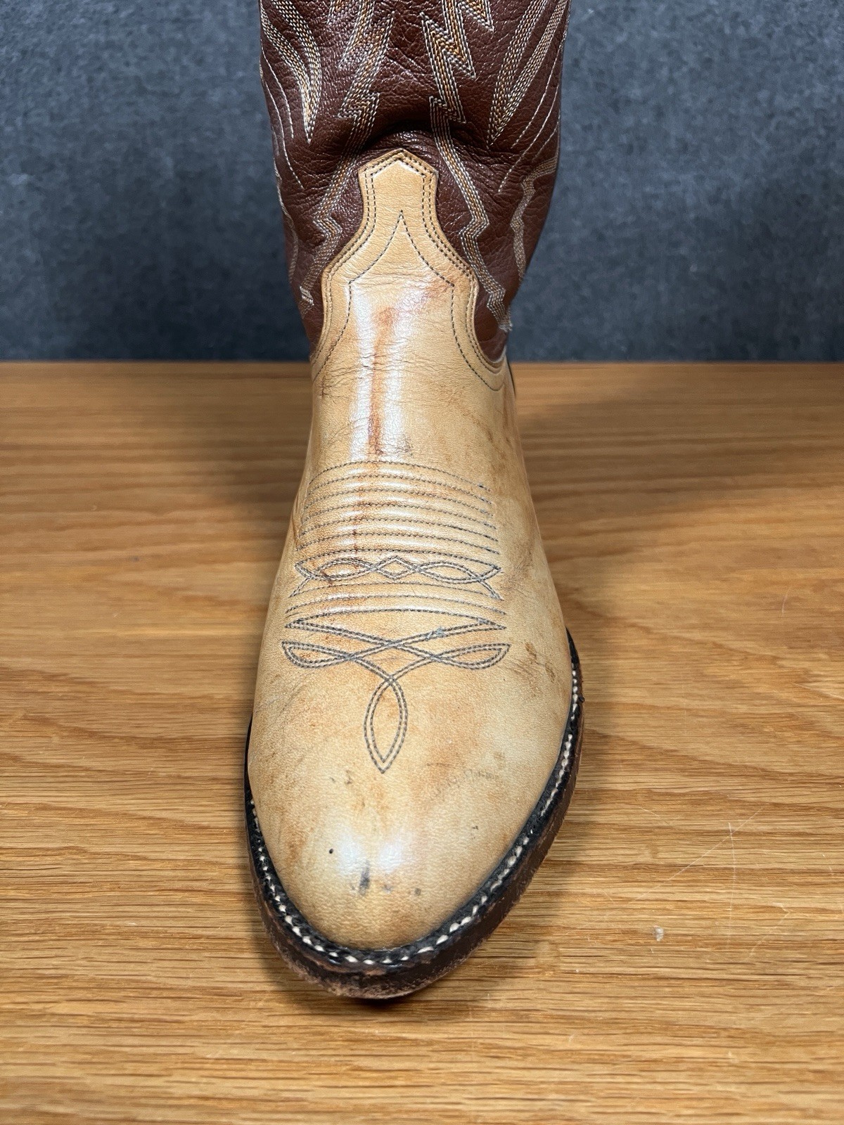 J Chisholm Boots Men’s Handcrafted Western Leather Size 9D Tan