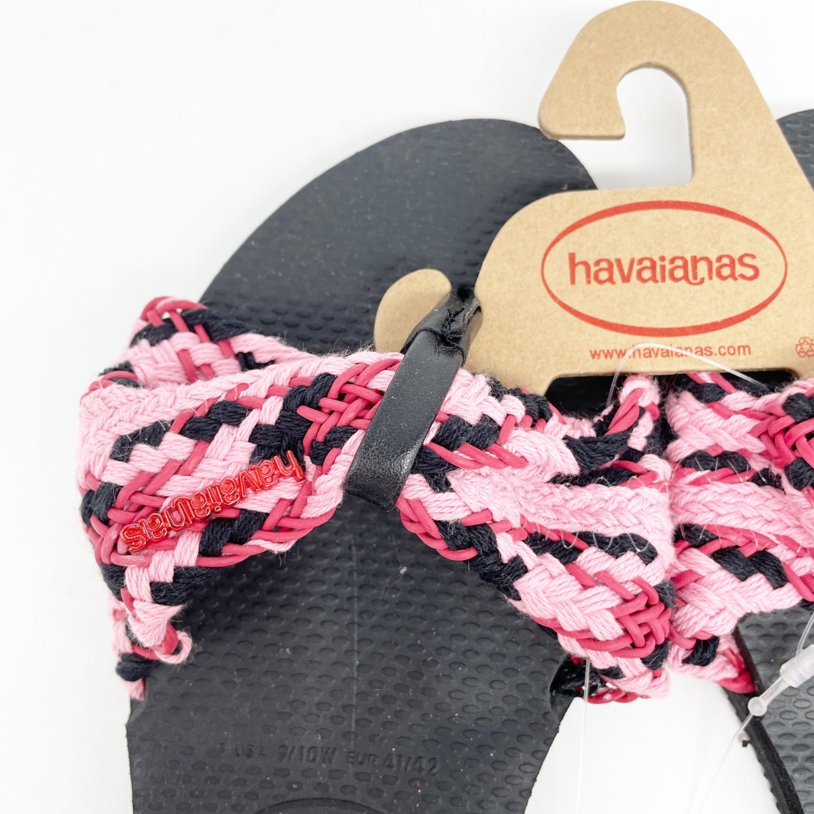 Havaianas You Saint Tropez Mesh Classic Sandals Black & Pink Size US 9-10