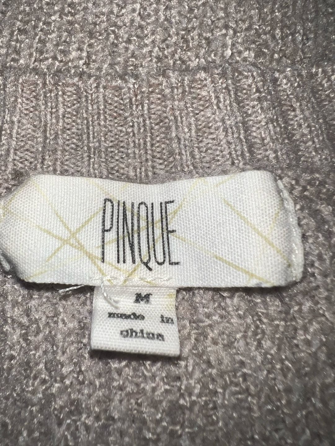 Pinque Zora Colorblock Ribbed Knit Pullover Sweater in Beige Navy and Gold