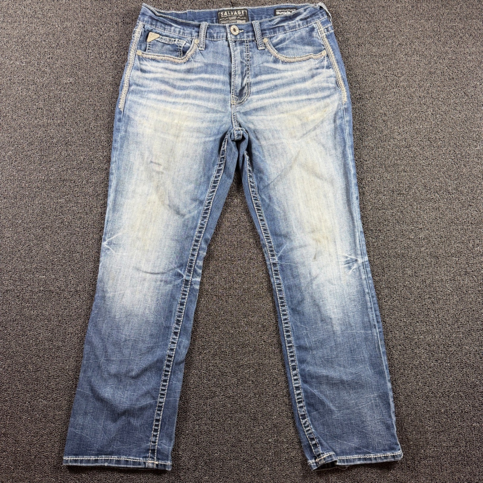 Salvage Supply Co Anarchy Straight Relaxed Fit Jeans Men’s 34×30 Blue Stretch