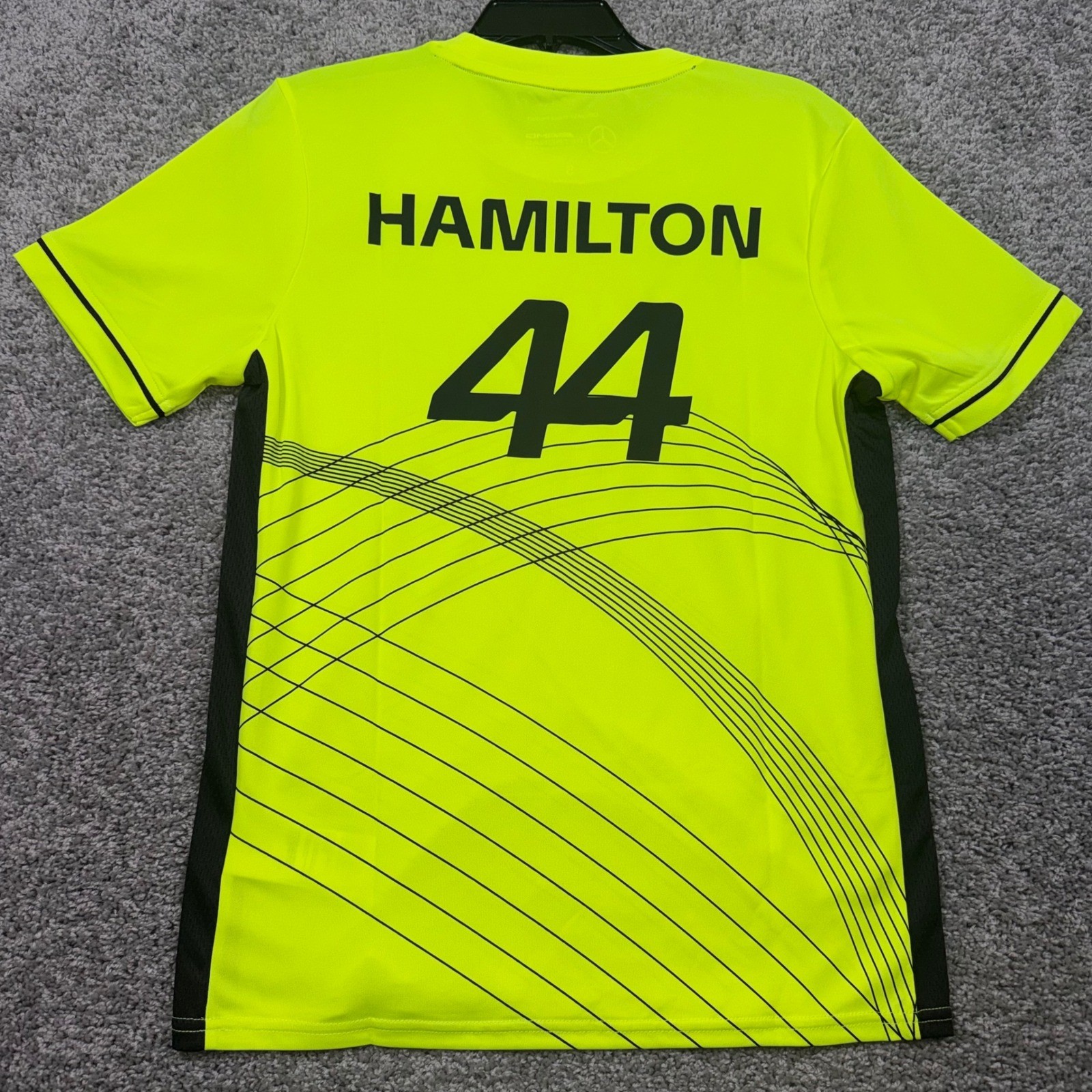 Lewis Hamilton Mercedes-AMG Petronas Sports F1 Tee Mens Neon Yellow Small NEW