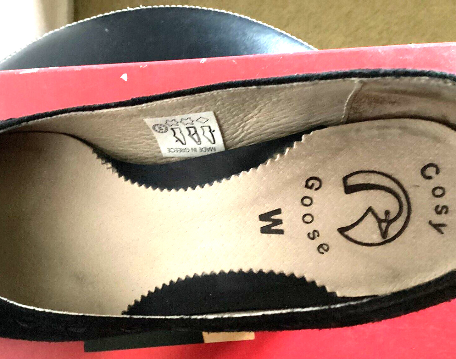 Cosy Goose Womens Black Suede Slip On Kitten Heel Shoes Size 6 – Made in Greece