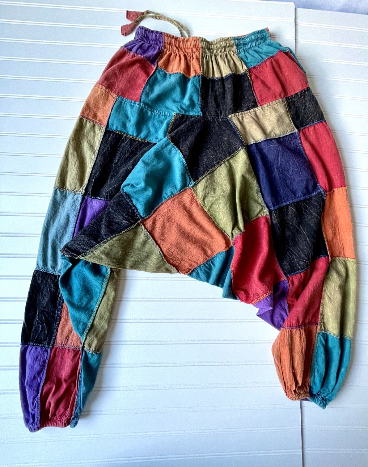 Henna Shoppe Patchwork Harem Balloon Pants Sz S Unisex Drop Crotch Genie Sirwal