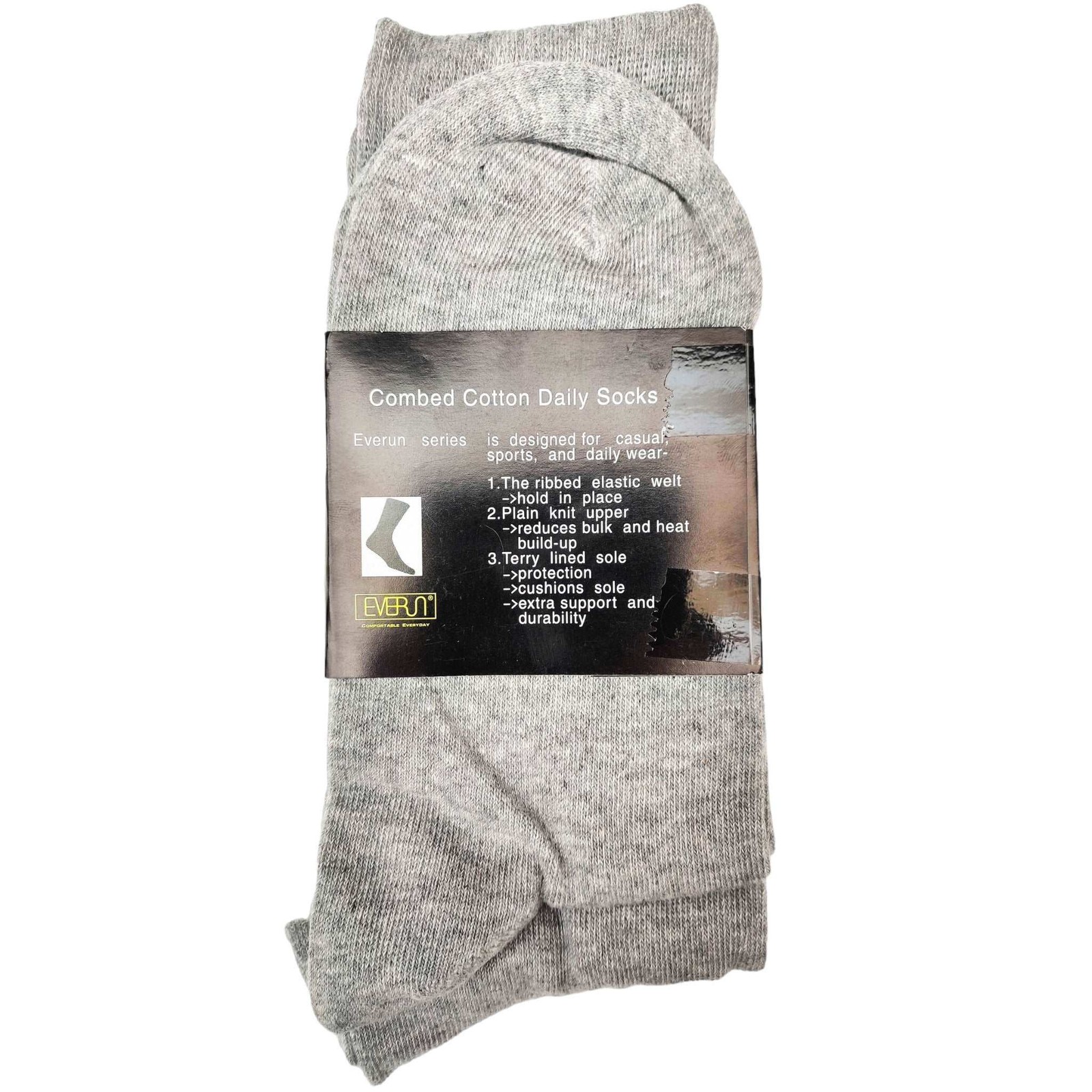 3Prs No Seam Pure Cotton Crew Socks Solid Quality Work Office School Casual