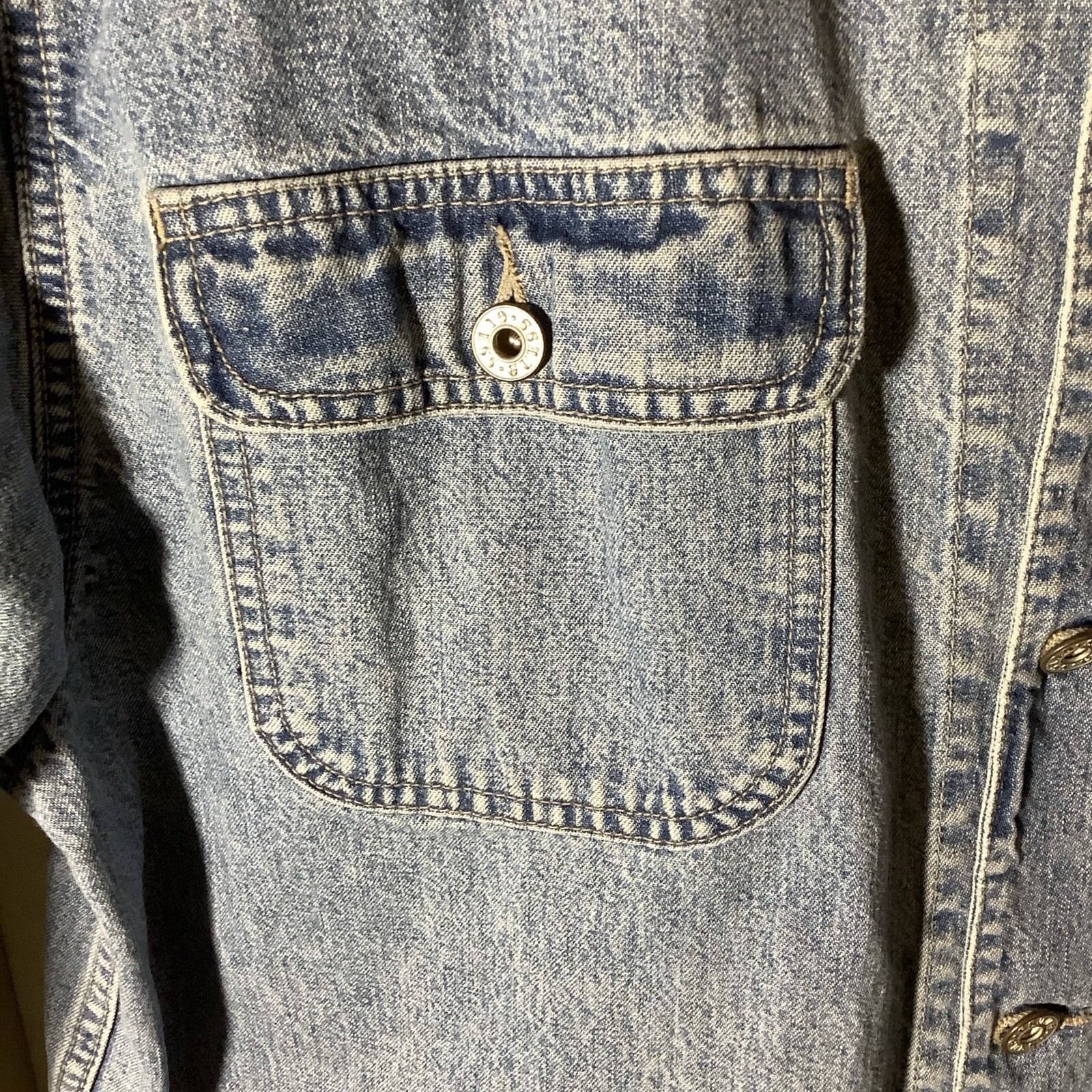 Vtg 80’s Guess USA Made Work Chore Coat 4 Blue Jeans Pocket Hip Hop Denim Xl