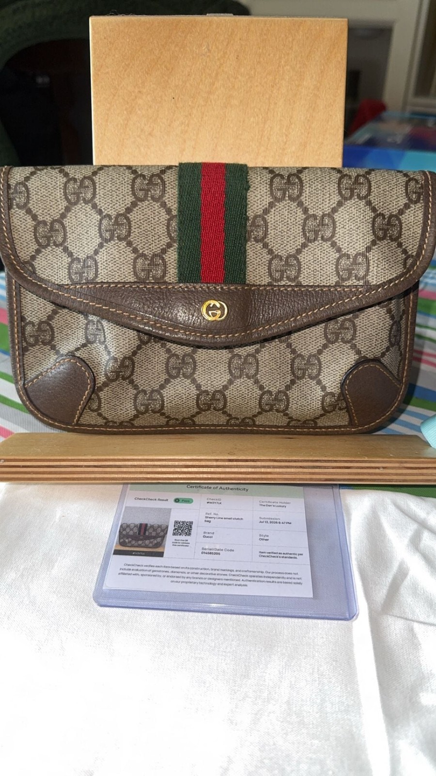 Vintage Gucci Sherry Line GG Monogram Supreme Canvas Small Clutch Bag
