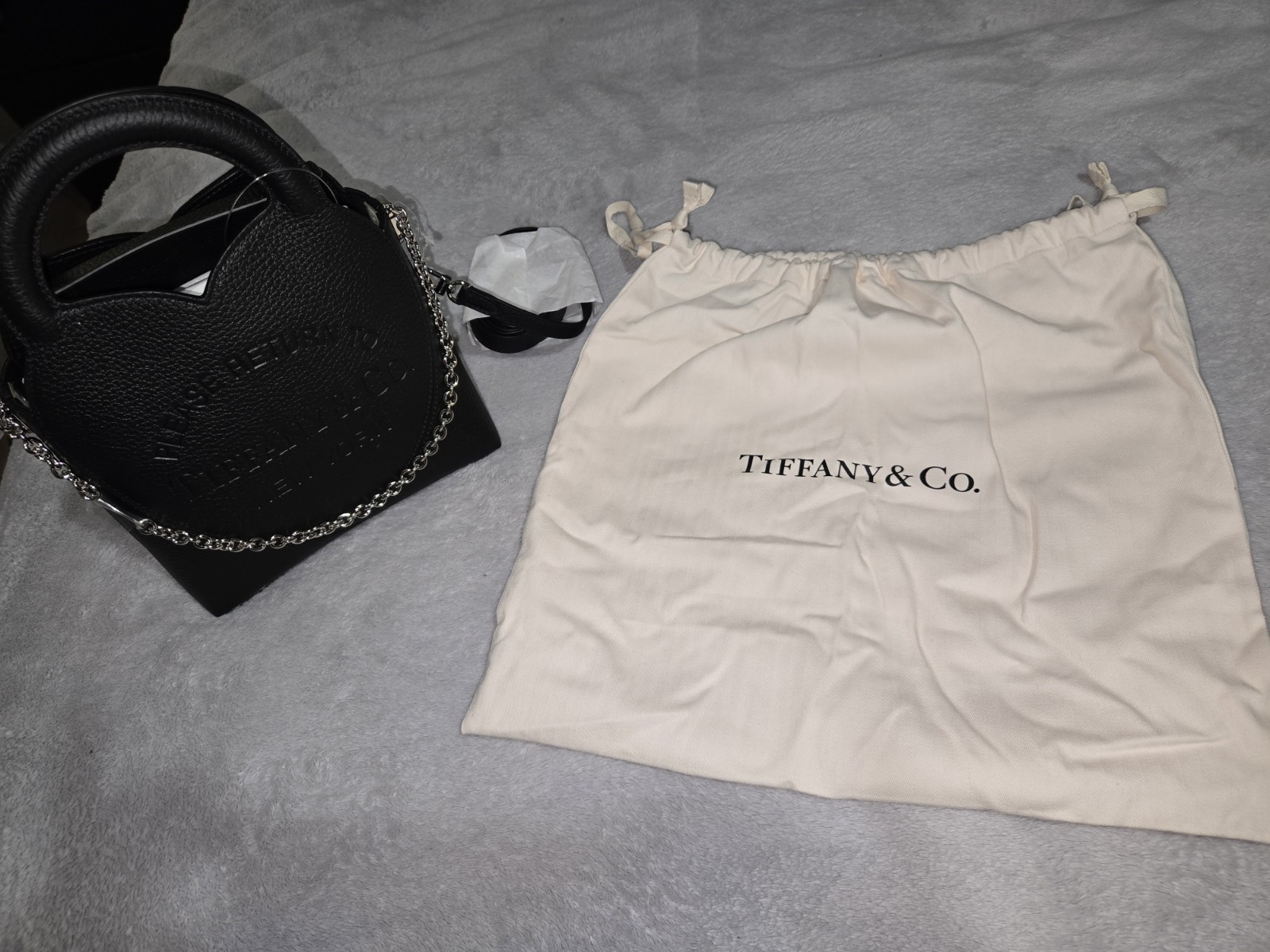 Tiffany & Co. Return to Tiffany Black Mini Heart Bag Chain Strap Silver HW