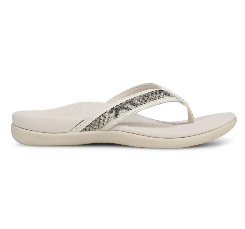 VIONICS Tide 2.0 Toe Post Sandal – Cream Snake Print Leather NEW
