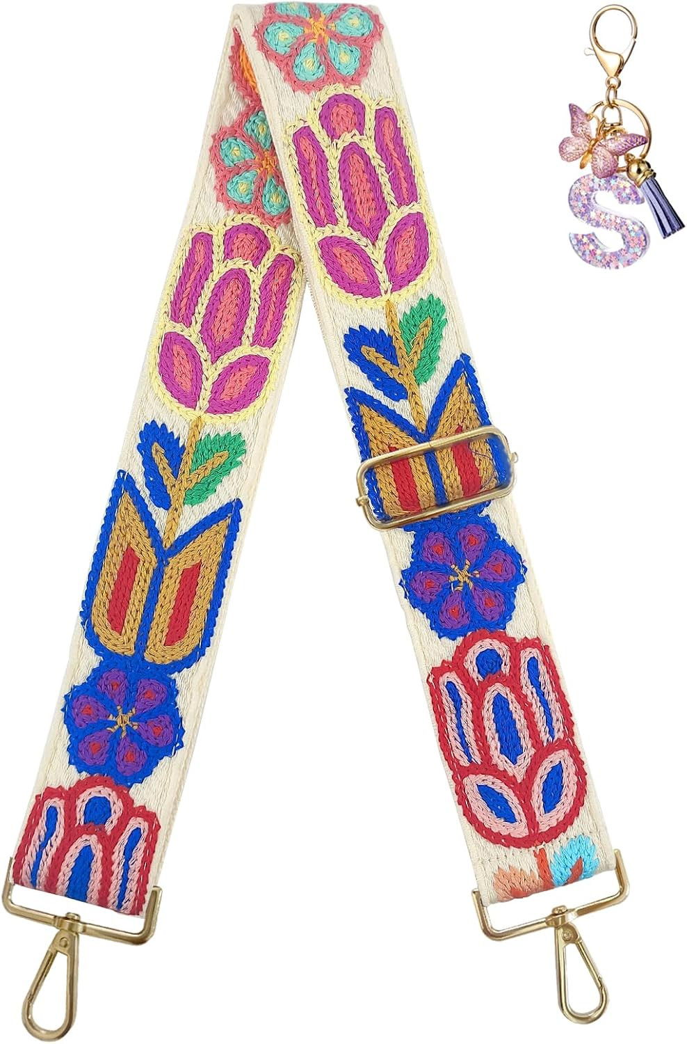 Embroidery Flower Purse Strap Replacement Crossbody 2 Inch Wide