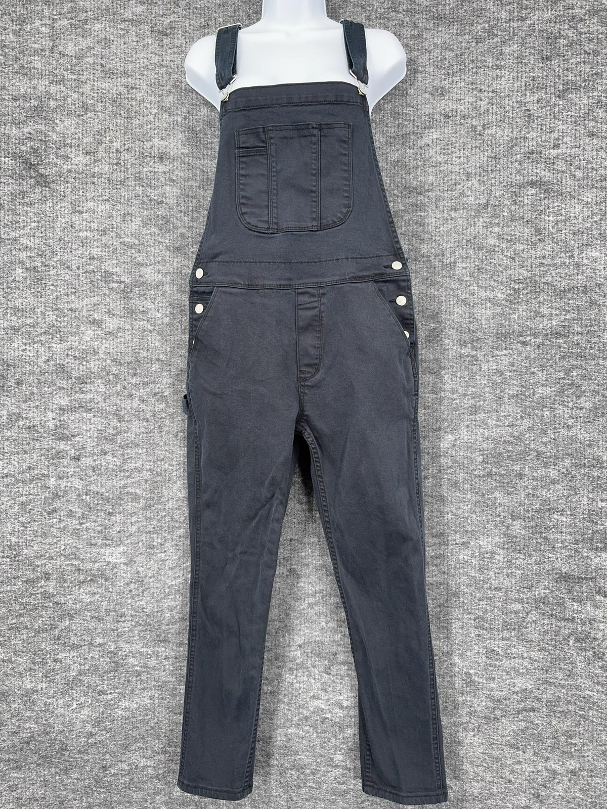 Assembly Label Overalls Womens 10 Black Twill Adjustable Strap Pockets Casual