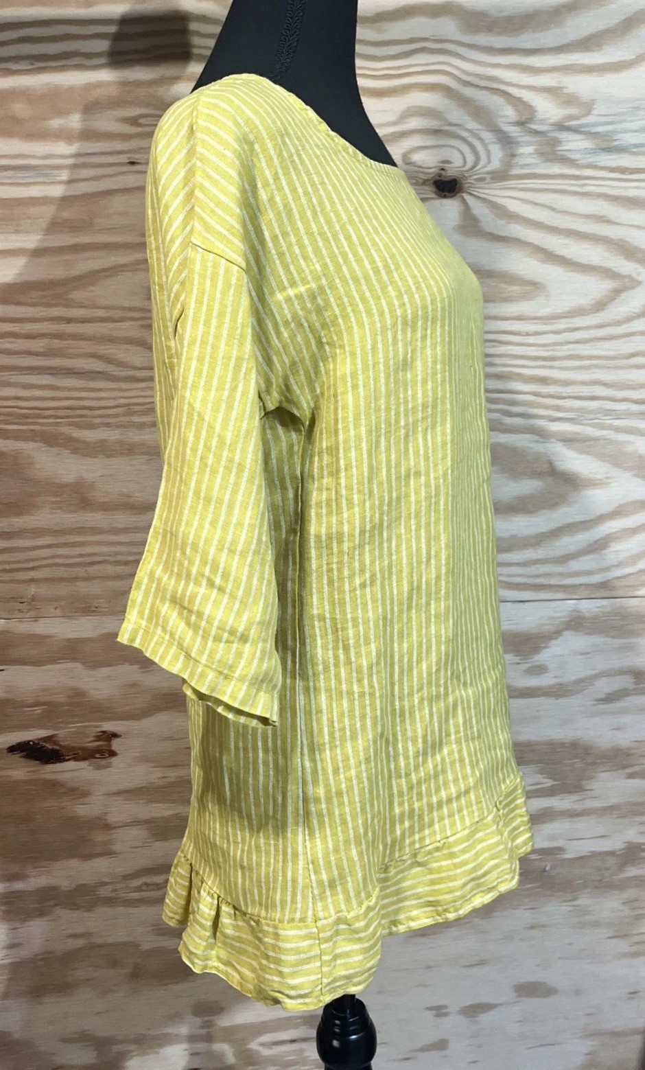 Lungo L’arno Linen Tunic Yellow Size Small Lagenlook Minimalist Beachy Coastal