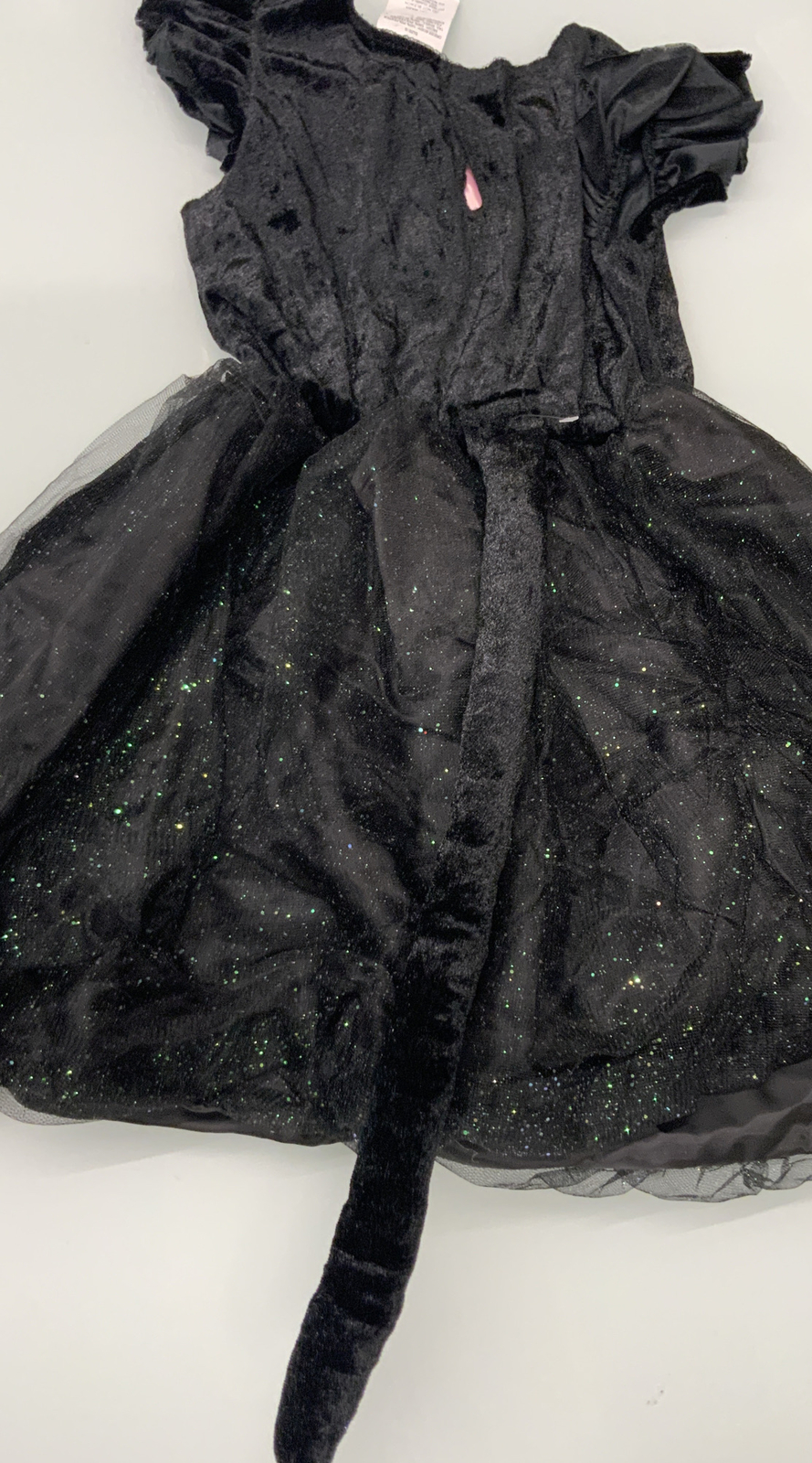 🧷 Kids Black Cat Halloween Costume Pom-Pom Dress Small 🆕 As Shown