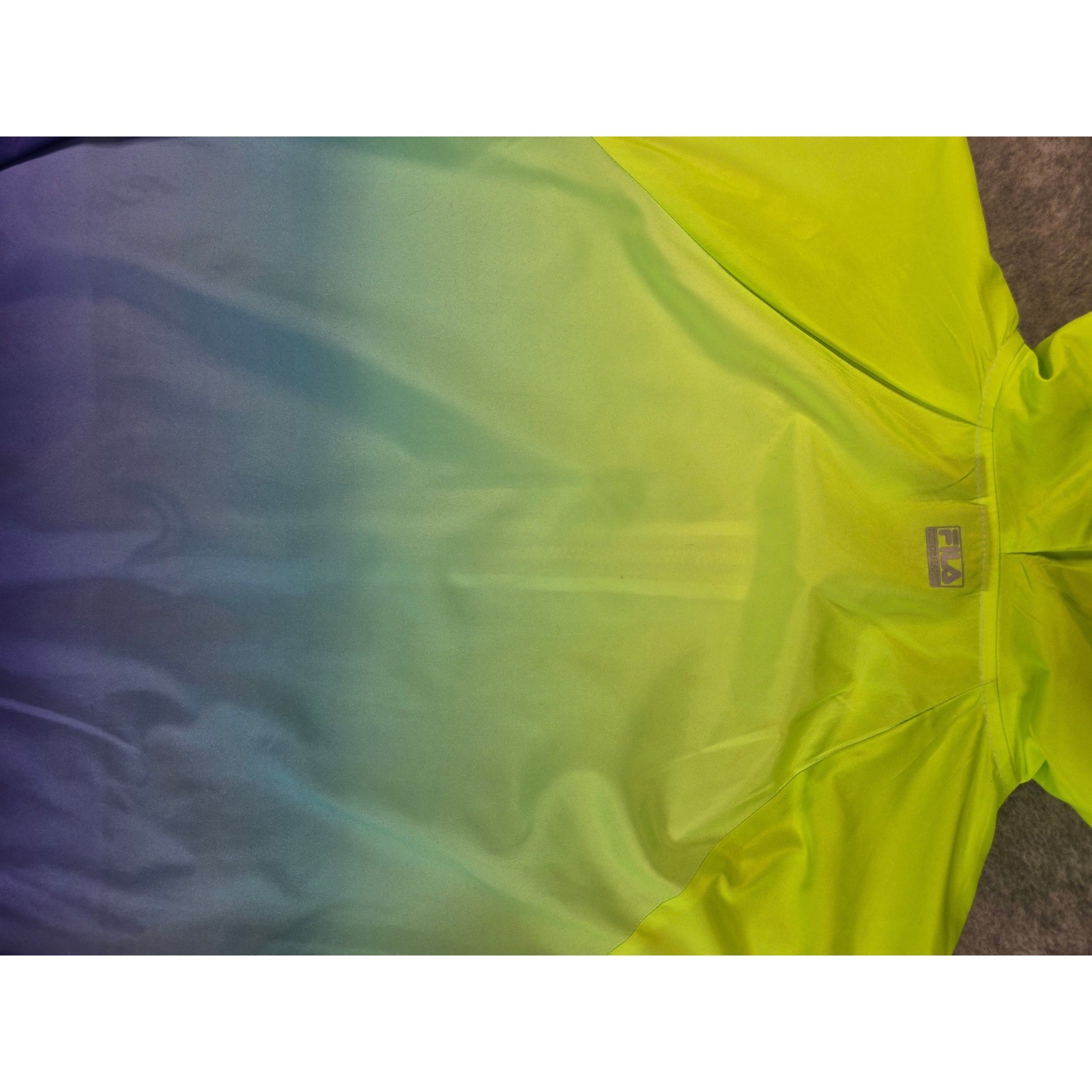 Fila Sport Womens Windbreaker Hooded Jacket Neon Green Blue Ombre Large L